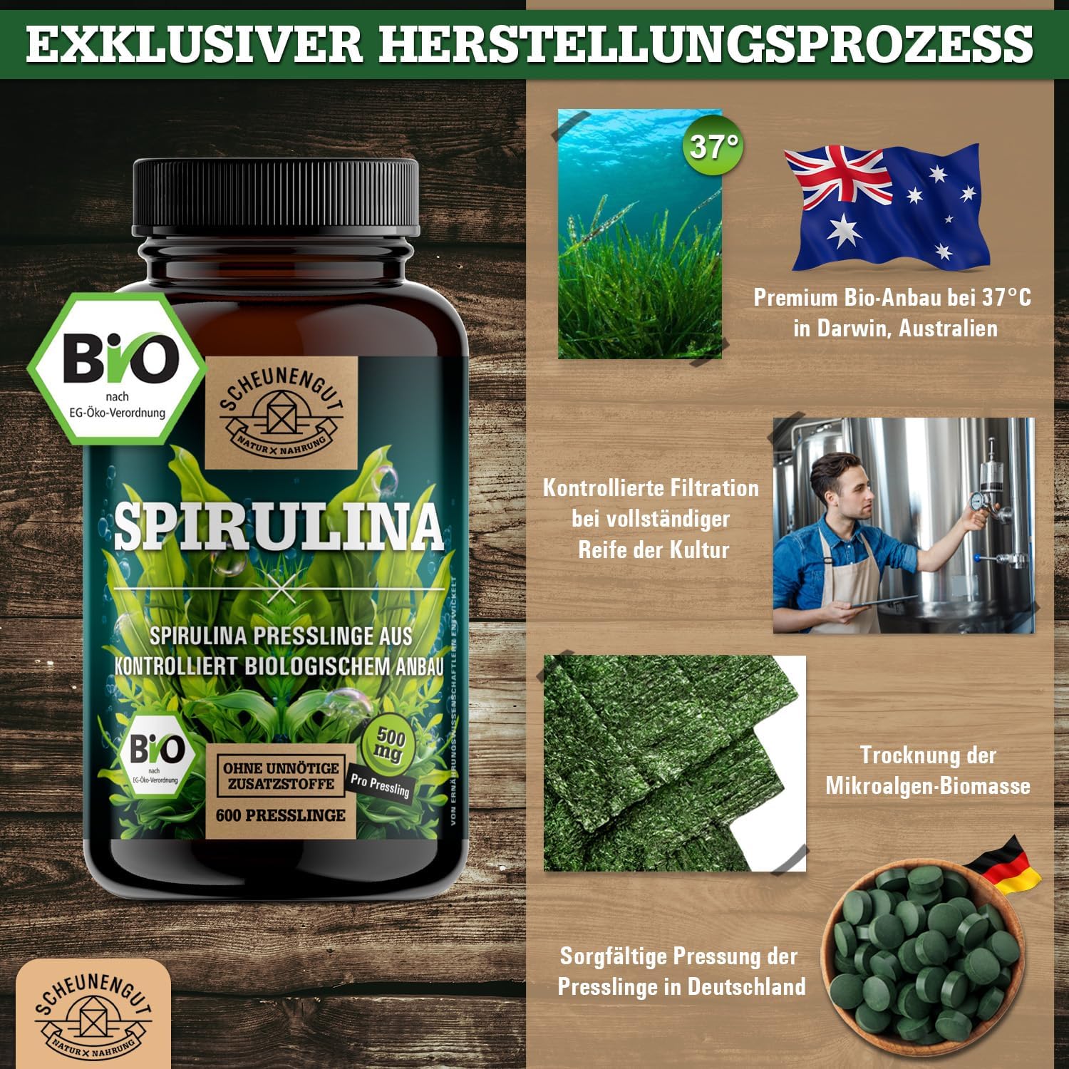 Thumbnail 1 de SCHEUNENGUT® Bio Spirulina 600 Tabletten 6.000mg