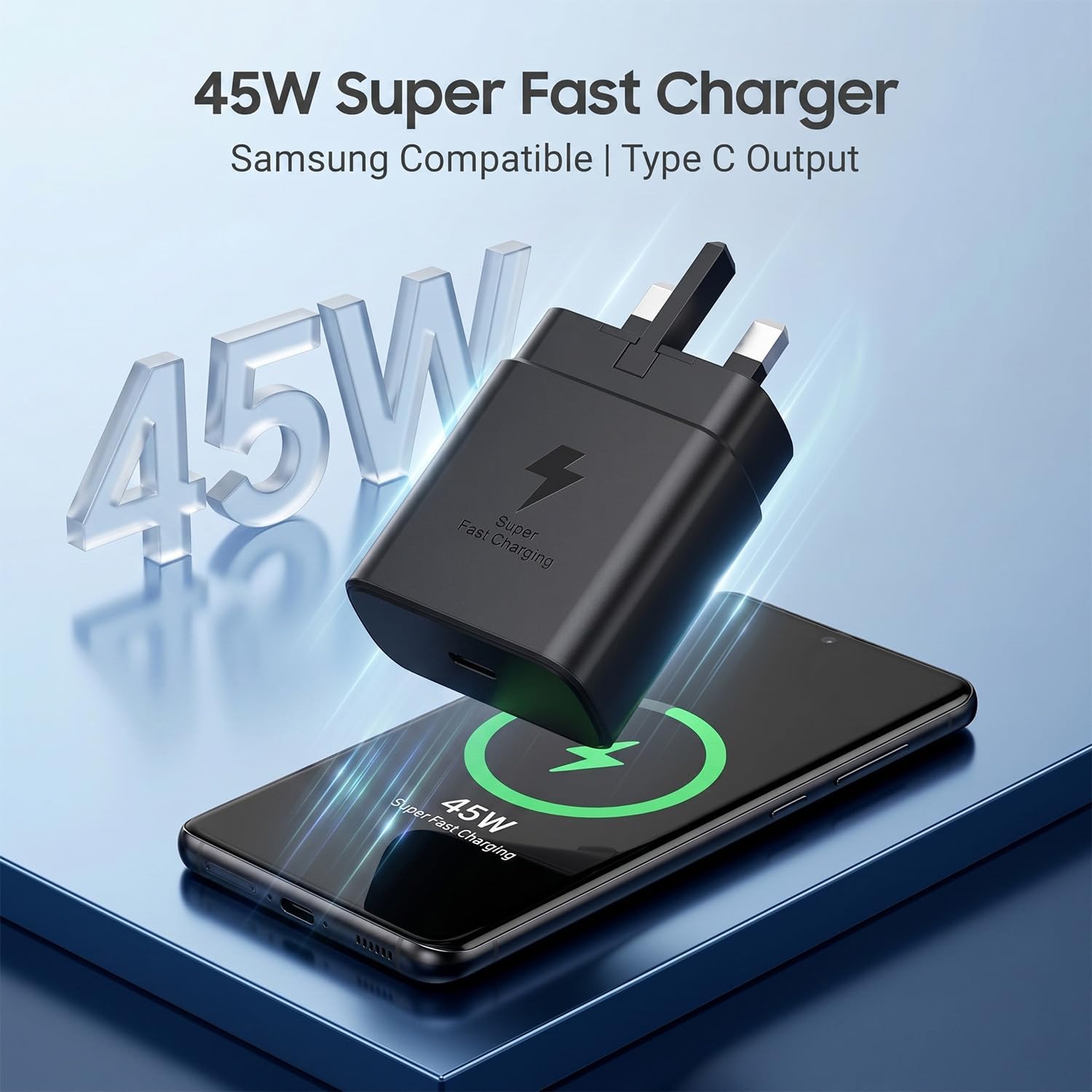 Detalle de 45W Super Fast USB-C Charger for Samsung Galaxy (2-Pack) with 2m & 3m Cables