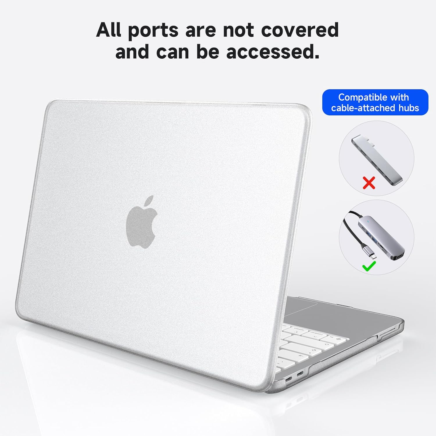 Detalle de eleger Matte Crystal Case for MacBook Neo 13 inch (A3404 A18 Pro) in Silver Transparent – ultra-thin hard cover