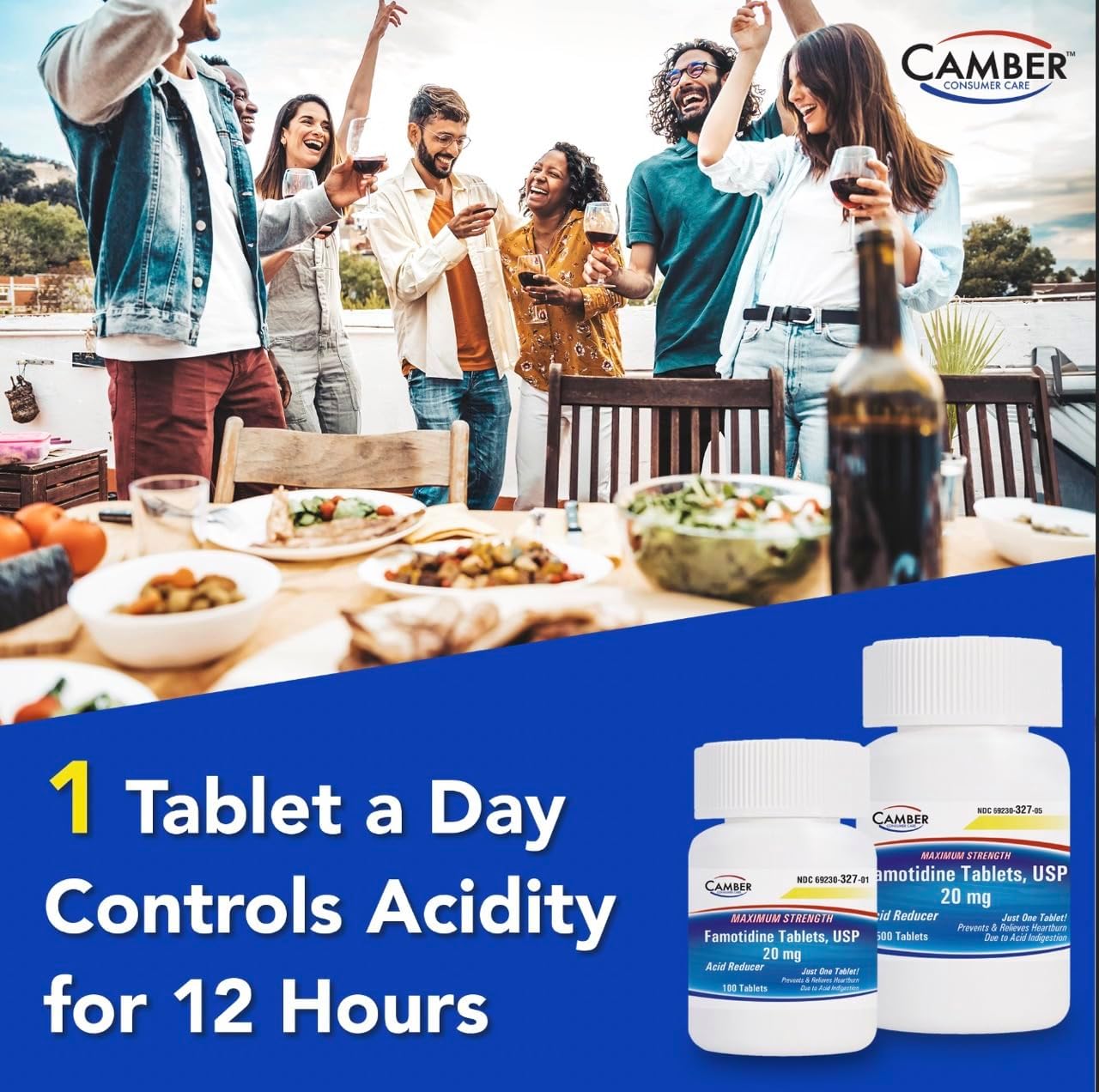 Detalle 2 de Camber Famotidine 20 mg Tablets, 500 Count Acid Reducer