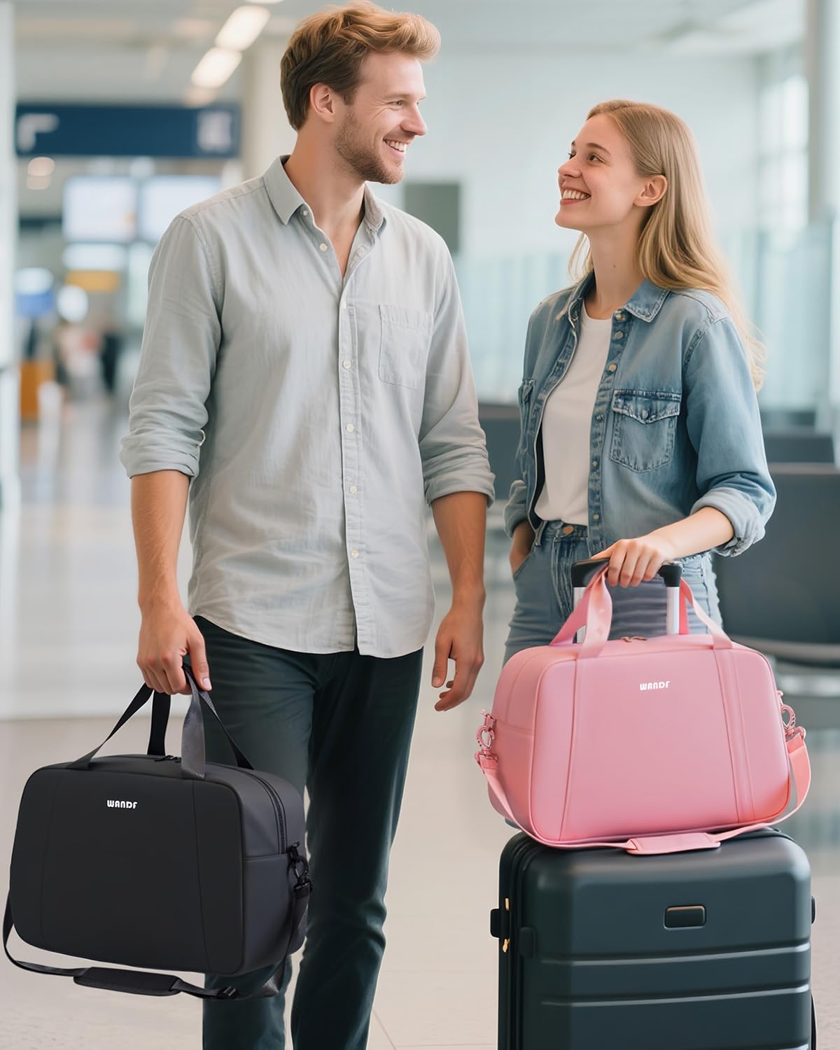 Thumbnail 6 de WANDF Ryanair cabin bag 40x30x20 underseat foldable travel duffel (Pink, 20L)