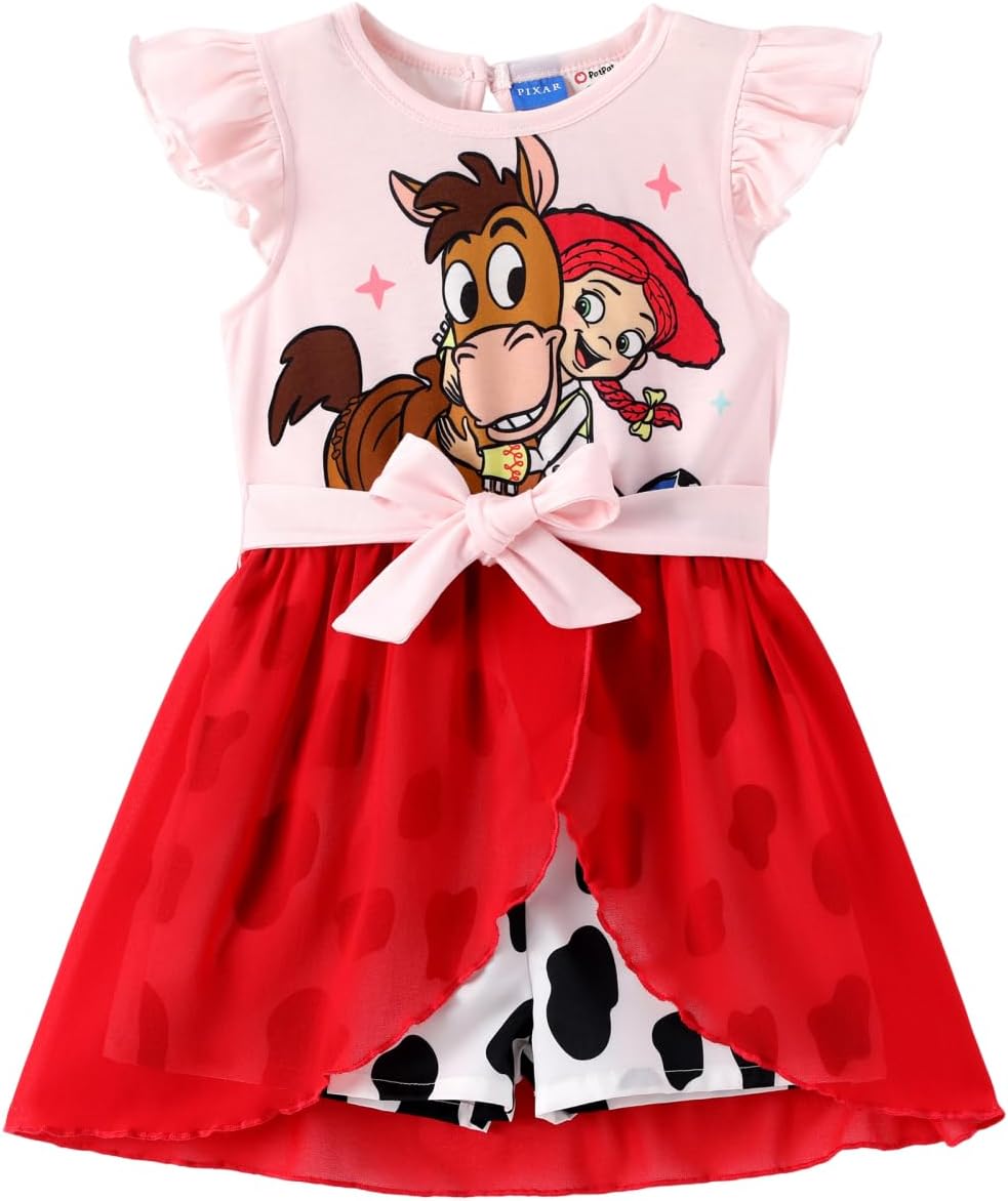 Disney Princess Frozen Elsa Minnie Mouse Stitch Toddler Girl Romper With Skirt Overlay (2-6 Years)