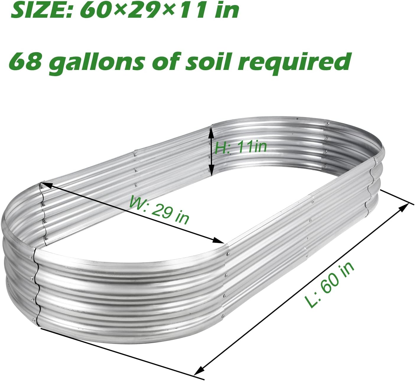 Thumbnail 2 de Rakukiri 5 ft Oval Galvanized Raised Garden Bed, Open-Bottom, Silver