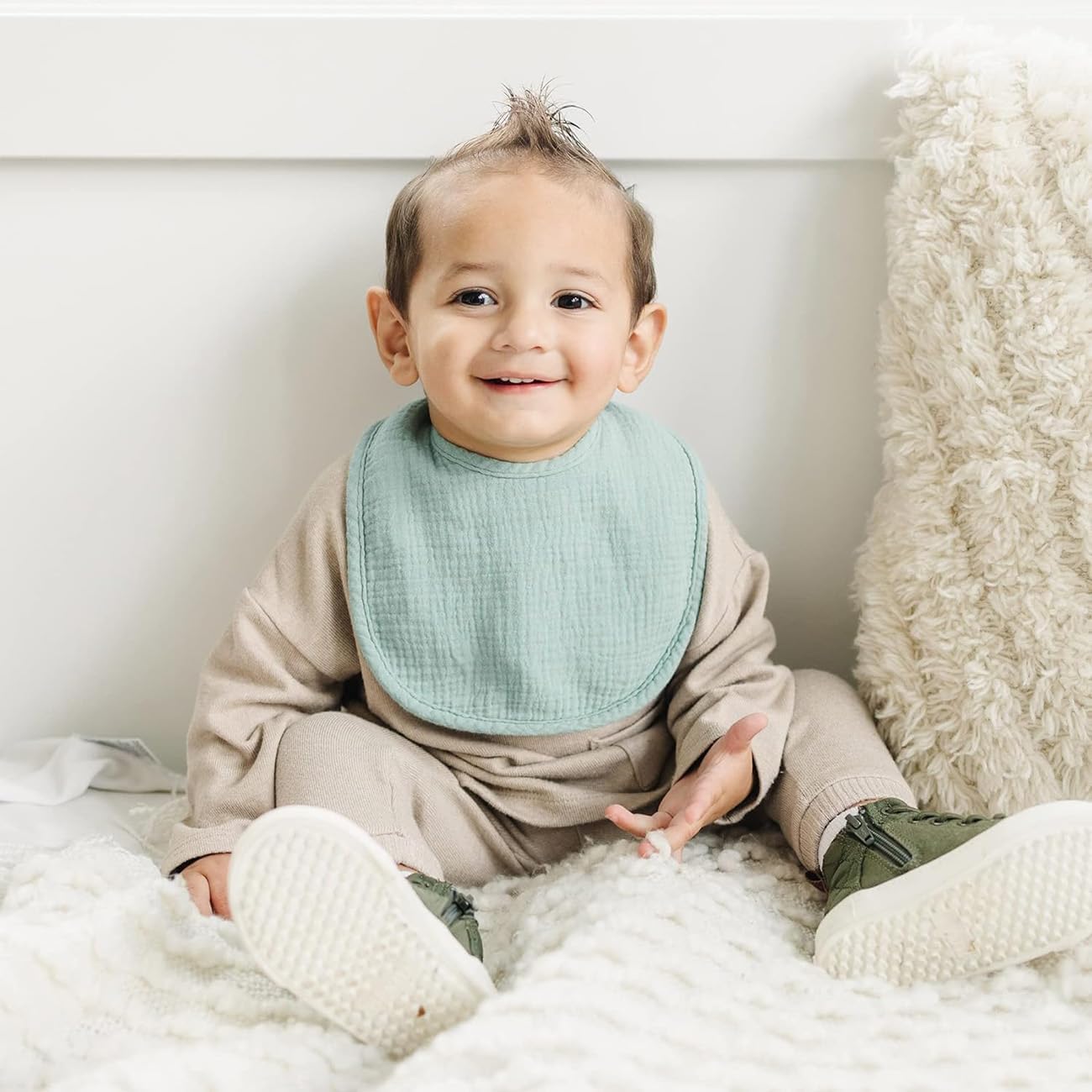 Thumbnail 1 de SLOSH 8 bavaglini neonato in cotone morbido e assorbente, regolabili con bottoni automatici