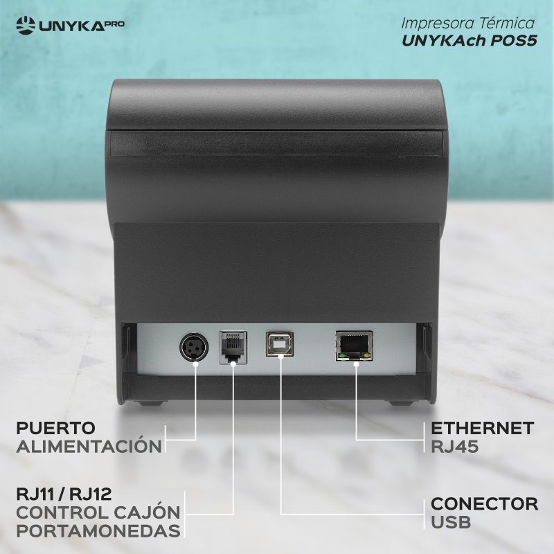 Thumbnail 3 de UNYKAch POS5: Impresora de Tickets Térmica USB/LAN con Corte Parcial