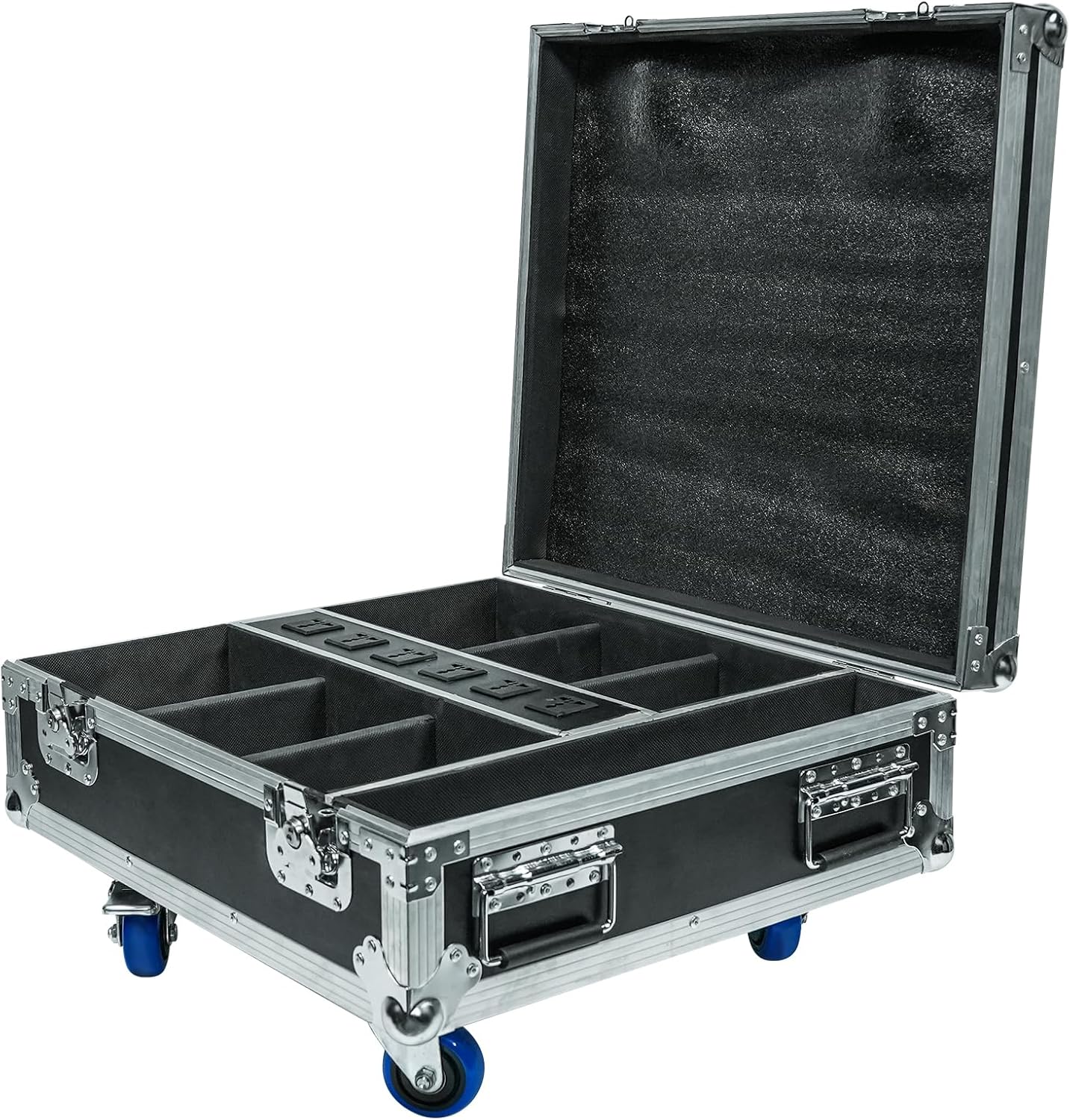 Detalle de PUZILOZA Flightcase: Valigetta portatile per 6 pezzi con batterie incorporate da 108 W APP Par LED (senza luce)