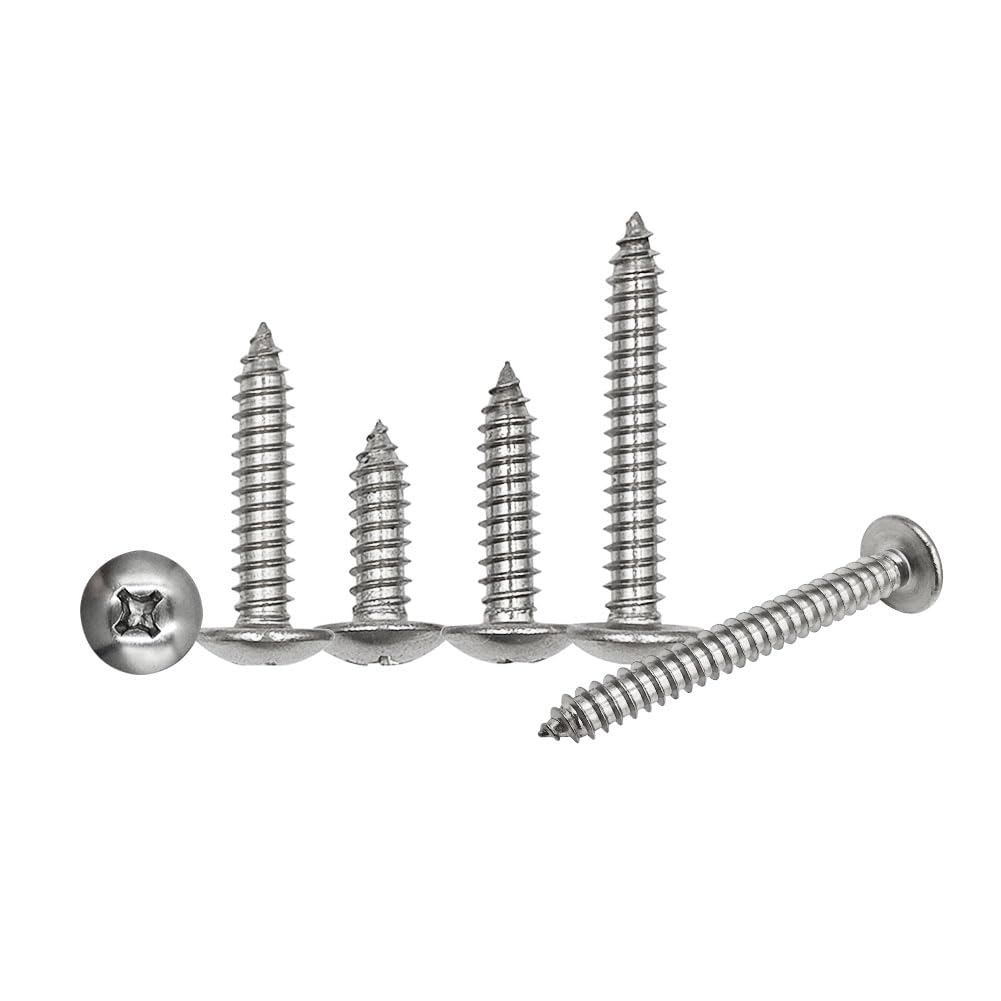 Detalle 2 de SHUNCHG 20 Pcs Silver M6 x 45mm Self-Tapping Wood Screws (304 Stainless) Mushroom Head