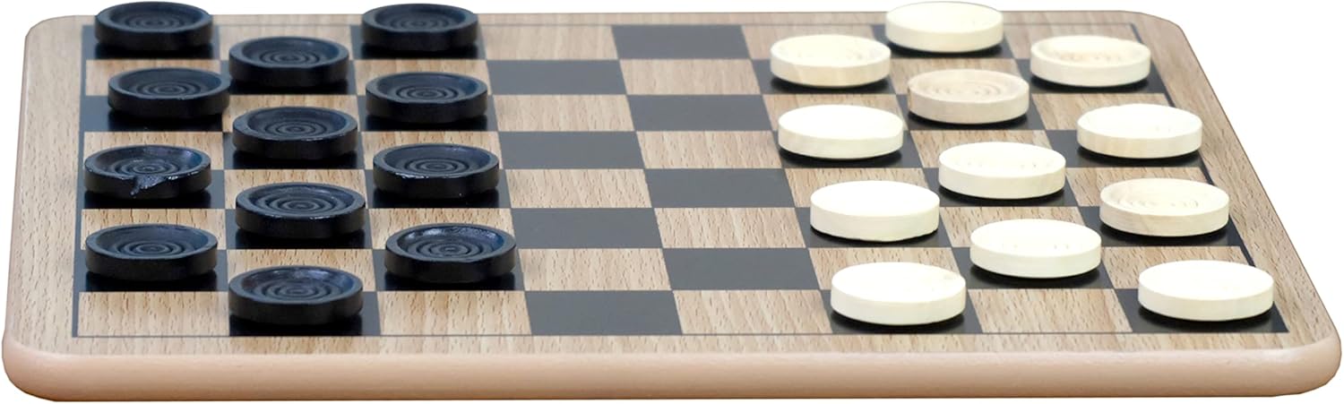 Thumbnail 4 de Regal Games Reversible Wooden Board for Chess, Checkers & Tic-Tac-Toe (24 Interlocking Checkers + 32 Chess Pieces)