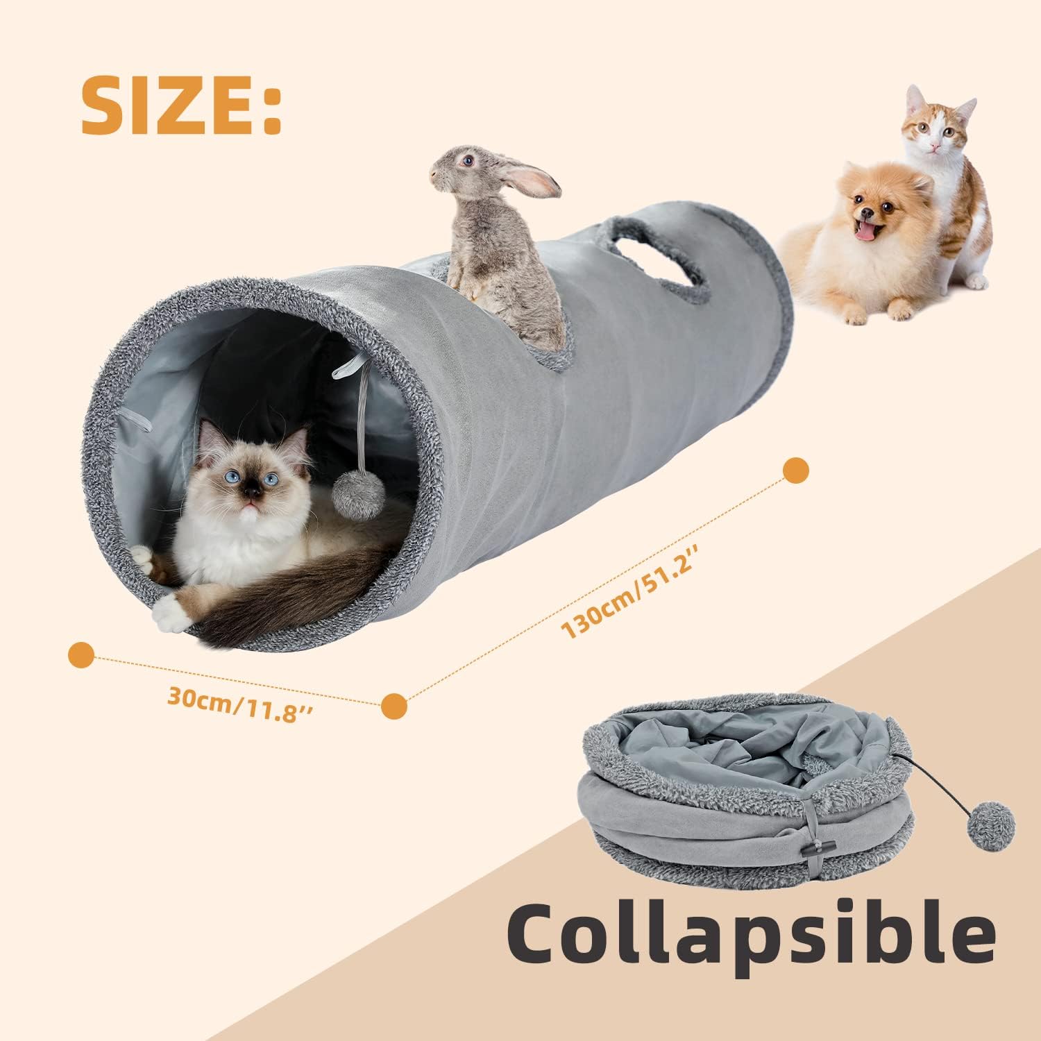 Detalle 2 de PAWZ Road Katzentunnel 130 × 30 cm für Katzen 🐈