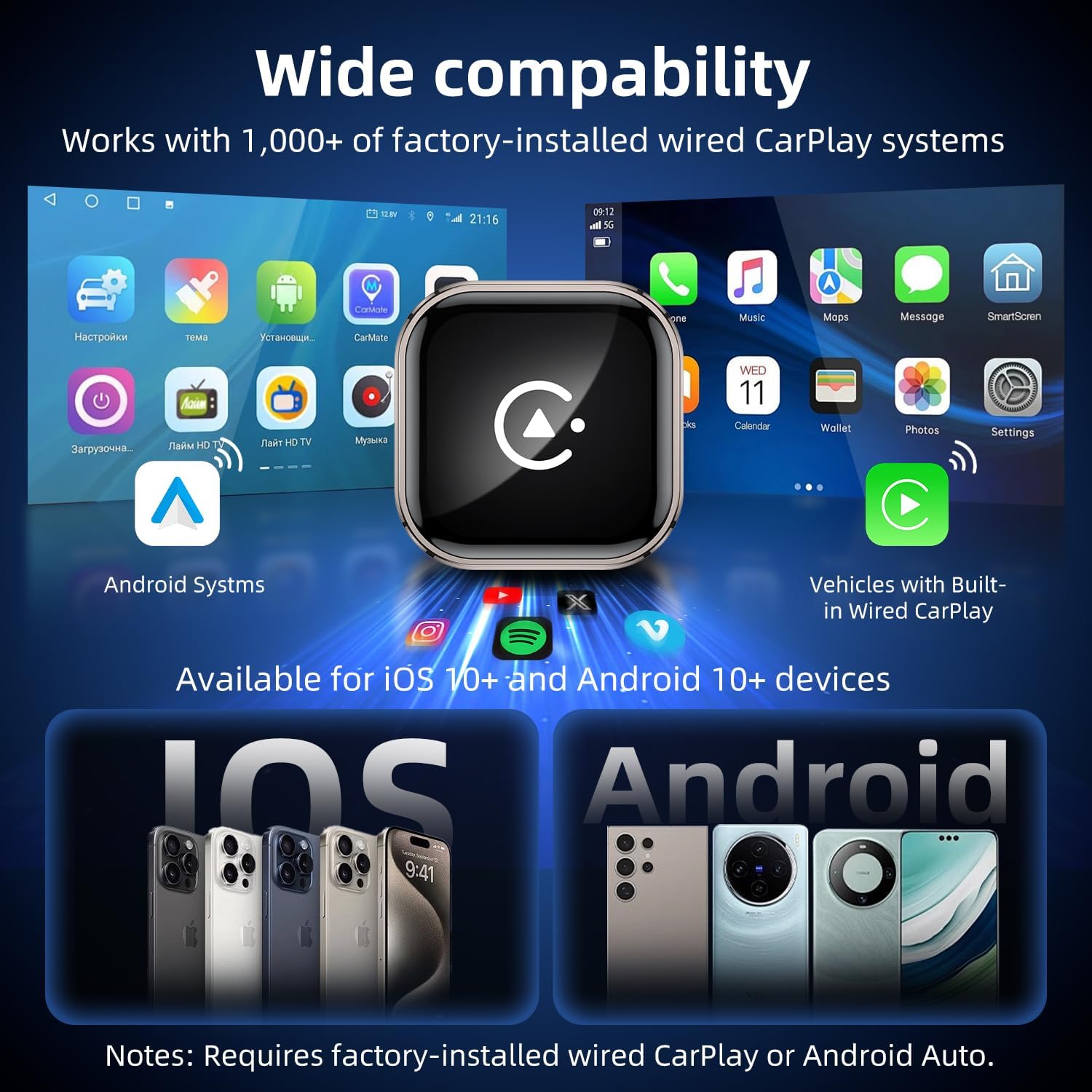 Thumbnail 1 de 2026 Upgraded Wireless CarPlay Adapter (UK) – convert wired CarPlay/Android Auto to wireless