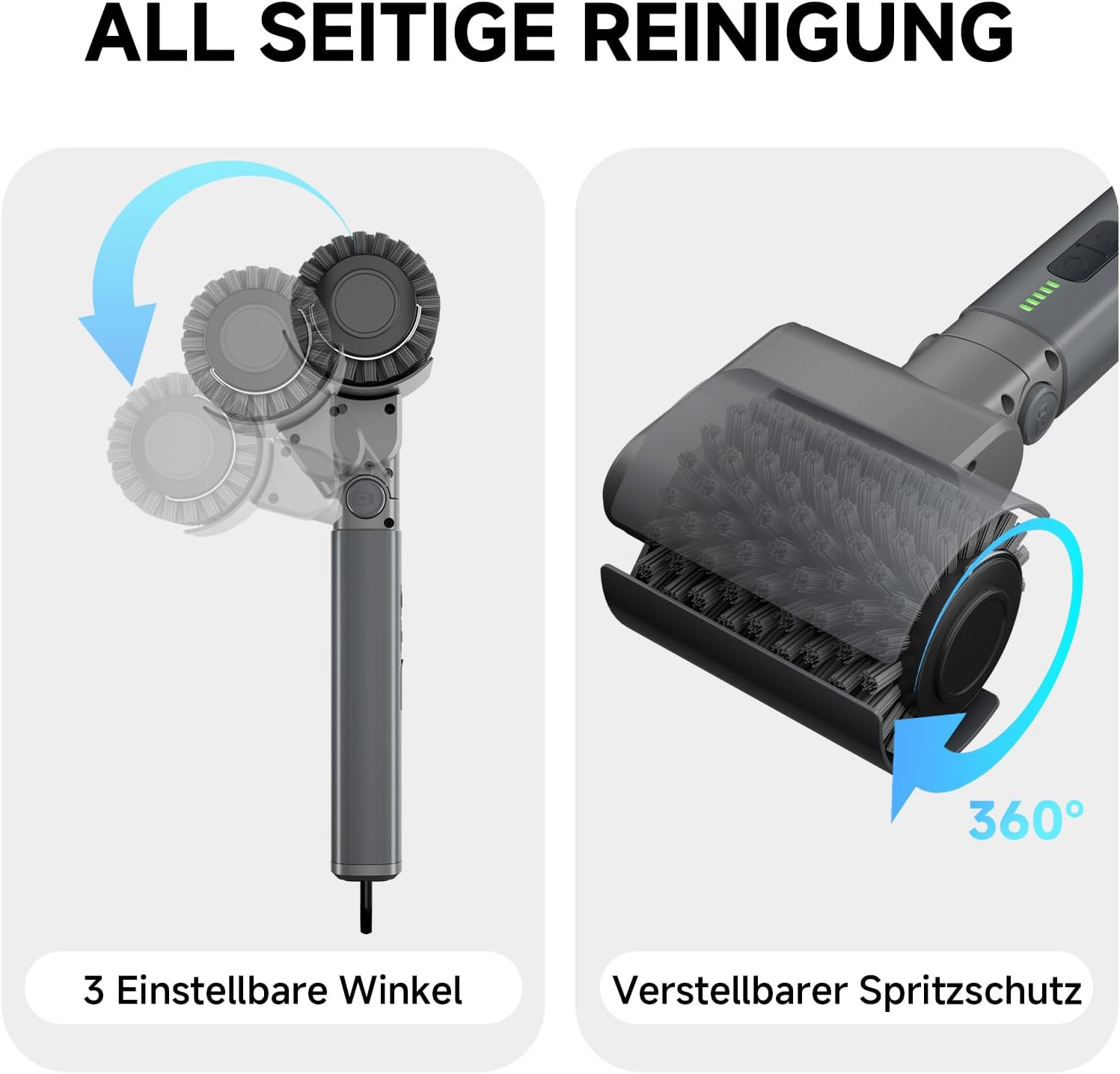 Thumbnail 1 de Elektrische Grillbürste mit 3 Geschwindigkeiten, Akku, verstellbarem Bürstenkopf und IPX5 – besonders geeignet für Gussrost