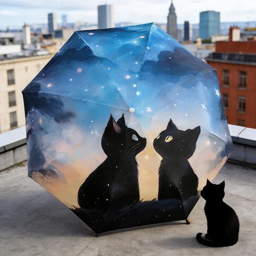 Thumbnail 2 de Maibar Folding Umbrella UV Protection Kitty Cat Parasol – 8 Ribs, Auto Open, 210T Canopy