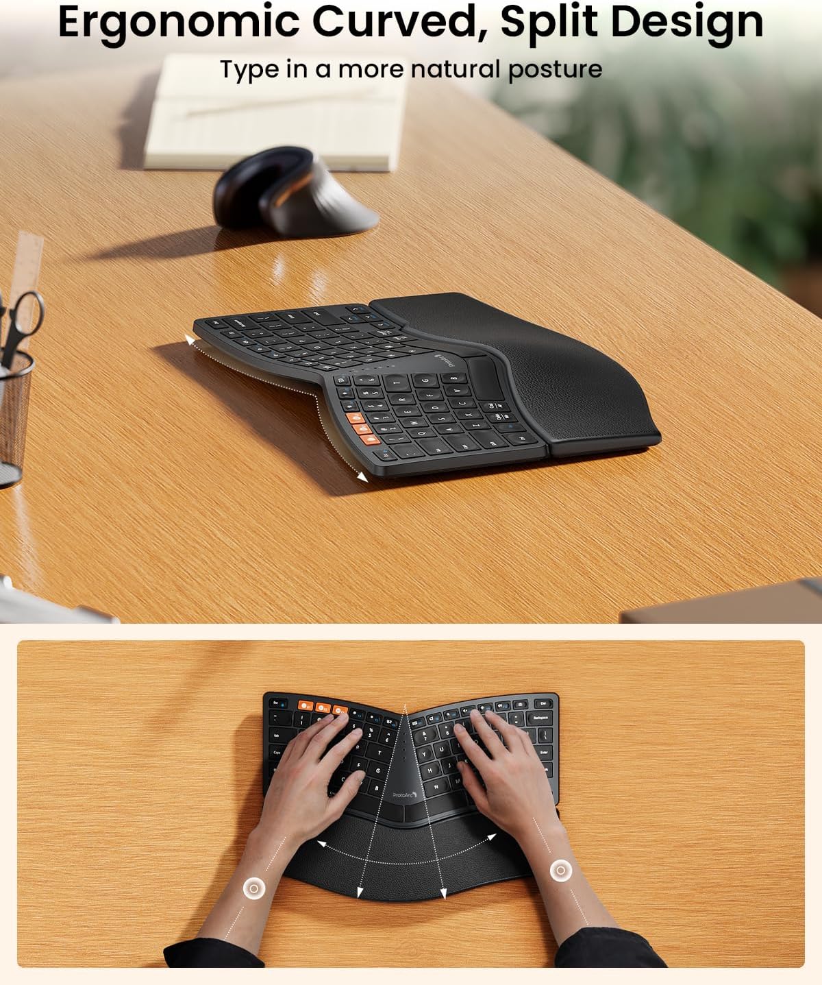 Detalle 2 de ProtoArc EK04 Mini Compact Ergonomic Keyboard with Palm Rest