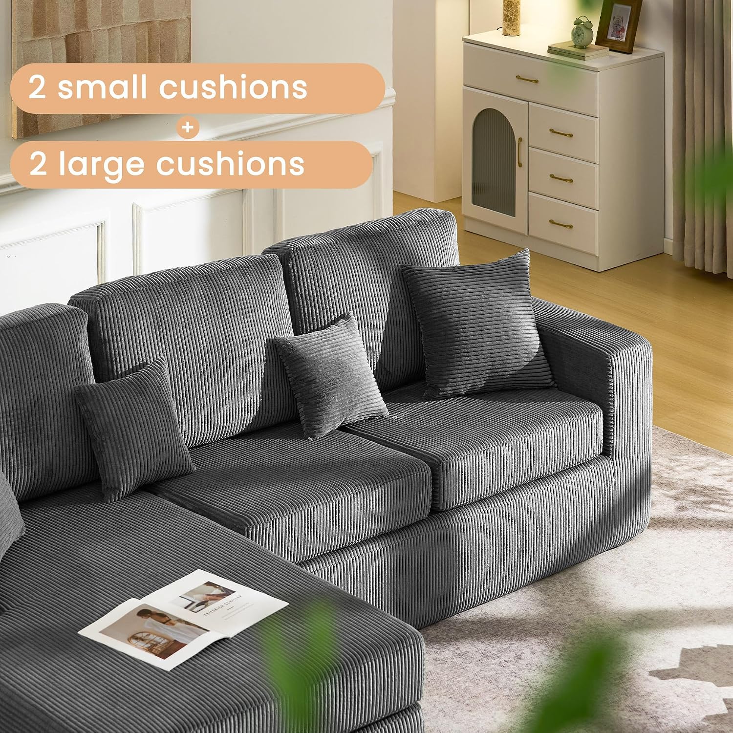 Thumbnail 4 de CLIPOP Boneless Couch L Shaped Left‑Corner 3‑Seater Sofa set 🛋