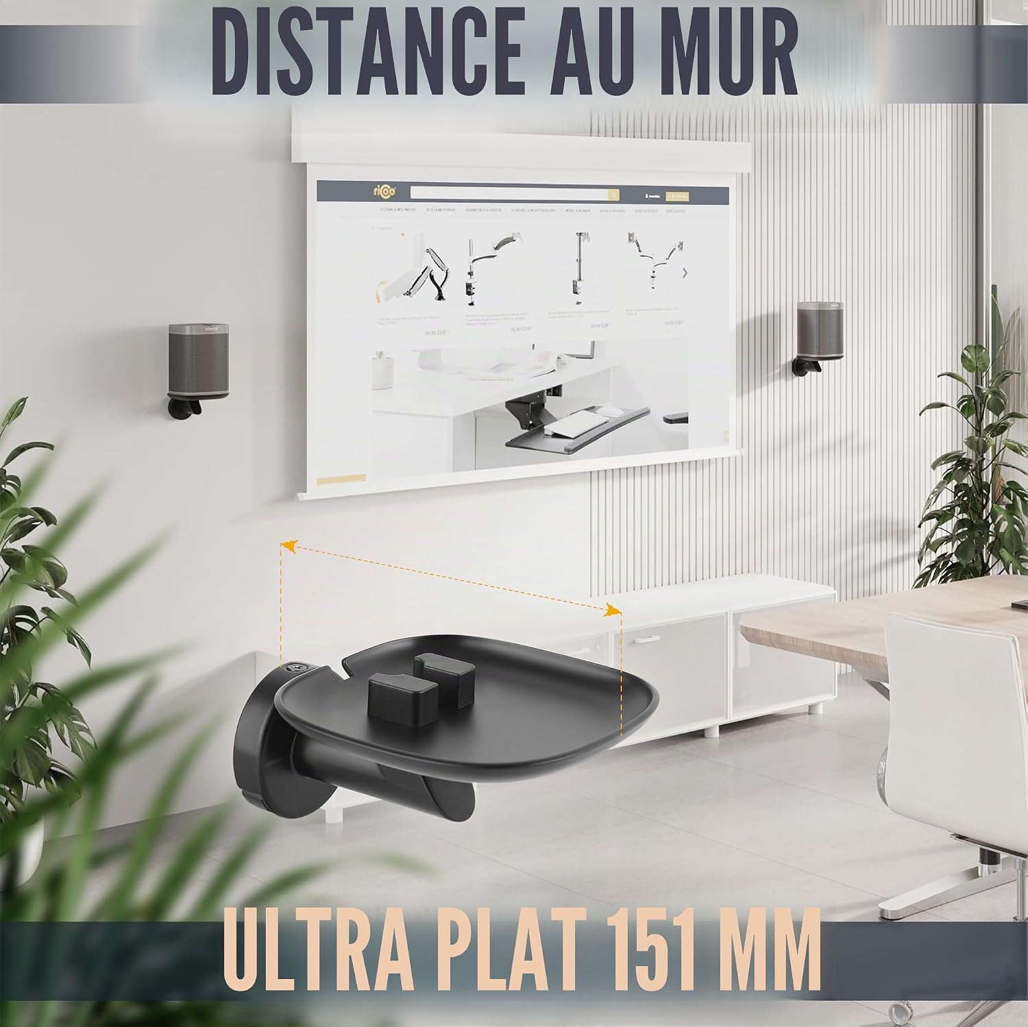 Detalle 2 de RICOO LH054 Support mural pour Sonos One 151 mm