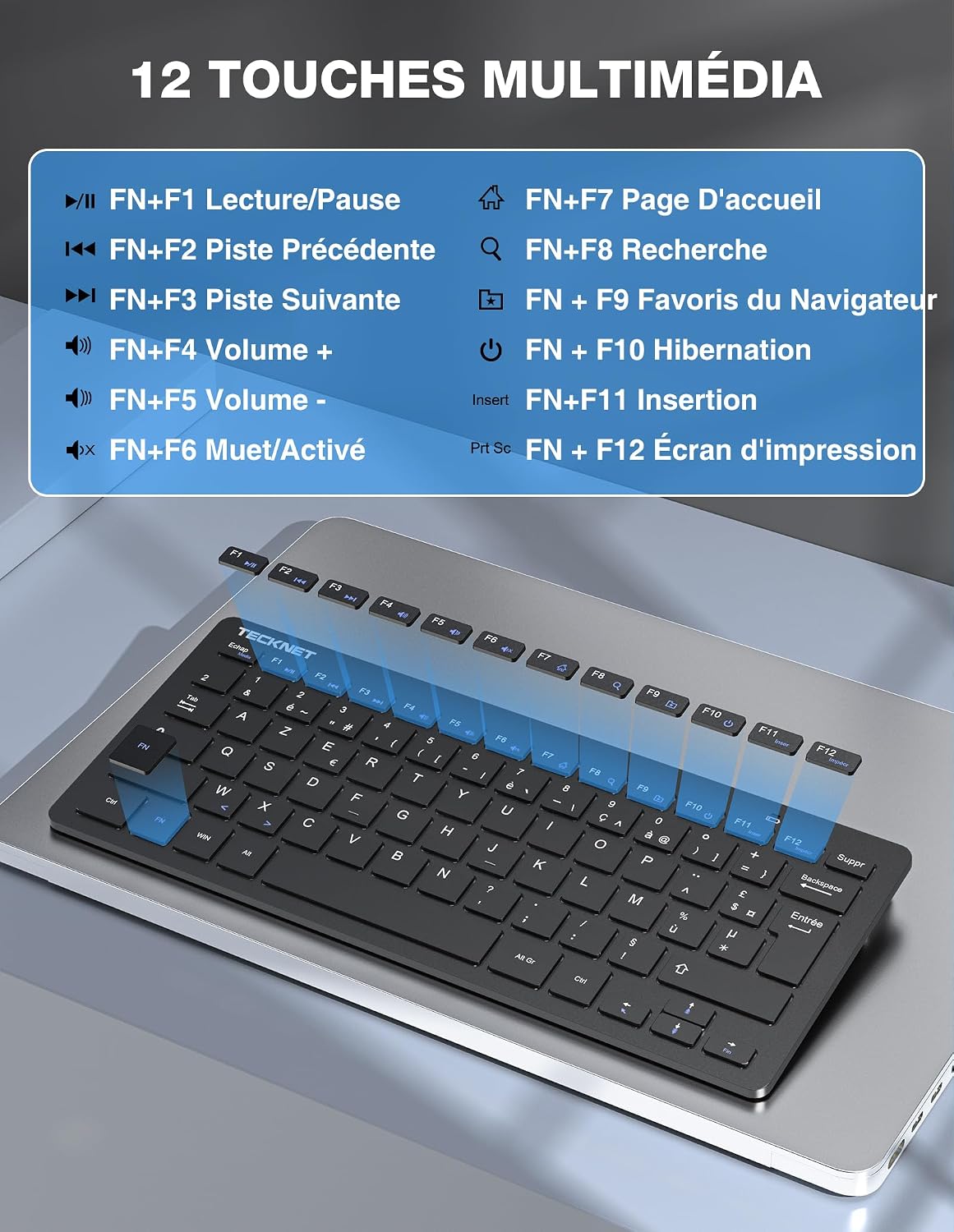 Thumbnail 2 de TECKNET Clavier et Souris 2,4G silencieux ⌨