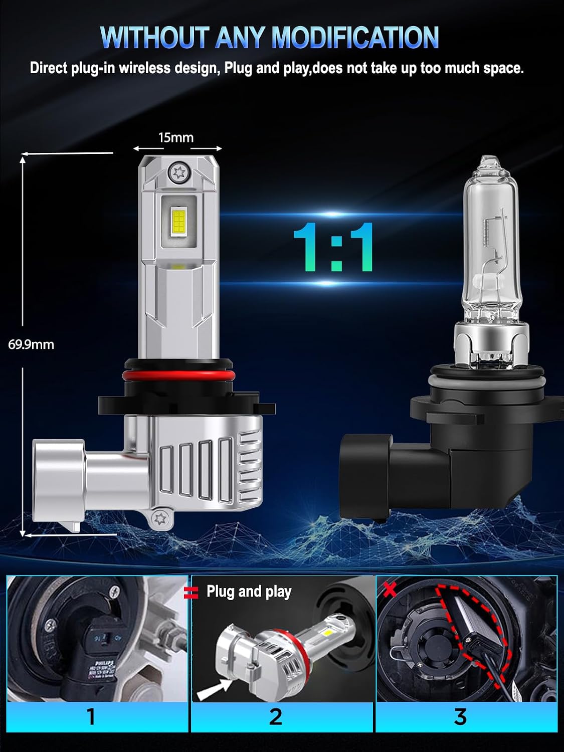 Detalle 2 de XELORD HB3 9005 55W LED per auto