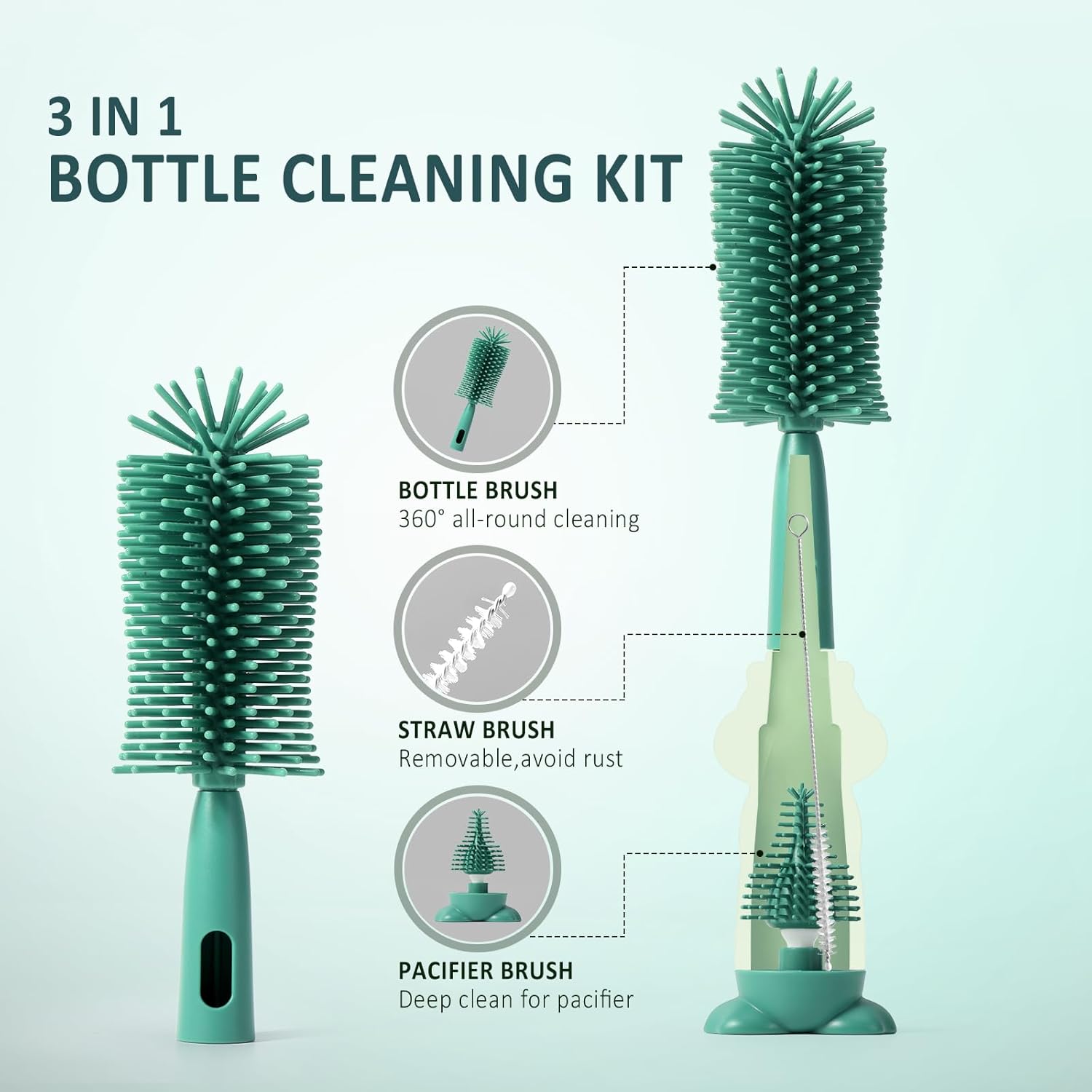 Thumbnail 4 de Diboniur Goupillon Biberon 3 en 1 en silicone pour biberons, tétines et paille