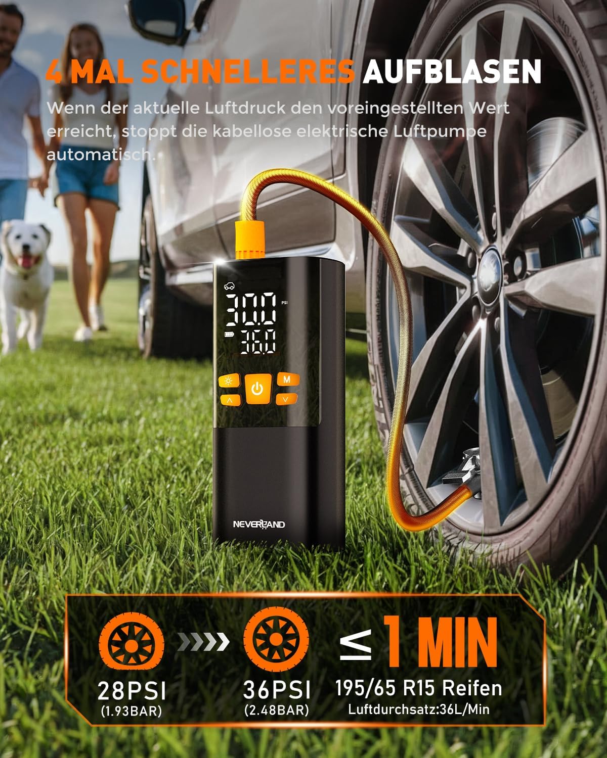 Thumbnail 1 de NEVERLAND elektrische Fahrradpumpe 150 PSI