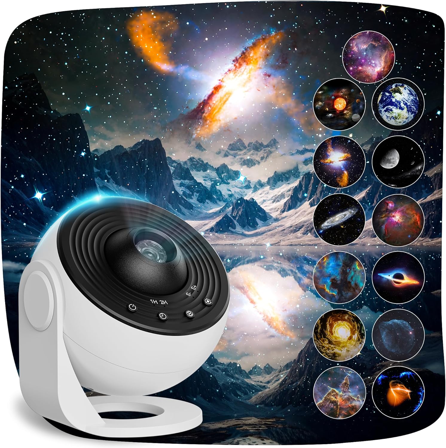 Detalle de Planetarium Projector for Bedroom (13-in-1) Galaxy Star Projector with Timer, Nebula Night Light – White