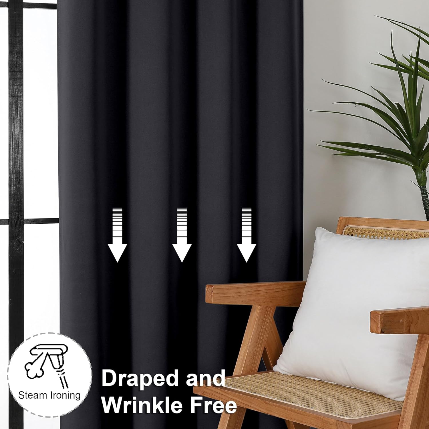 Thumbnail 6 de Simplebrand Ava Blackout Extra Long 2-Panels Curtains for Patio, 50x120, Black
