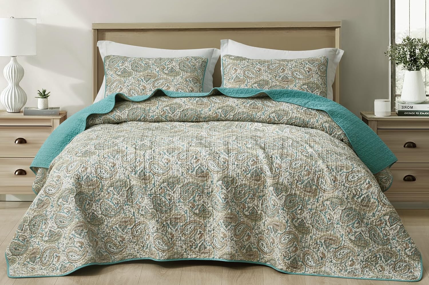 Detalle de Chezmoi Collection Cotton Quilt Set, Twin Size