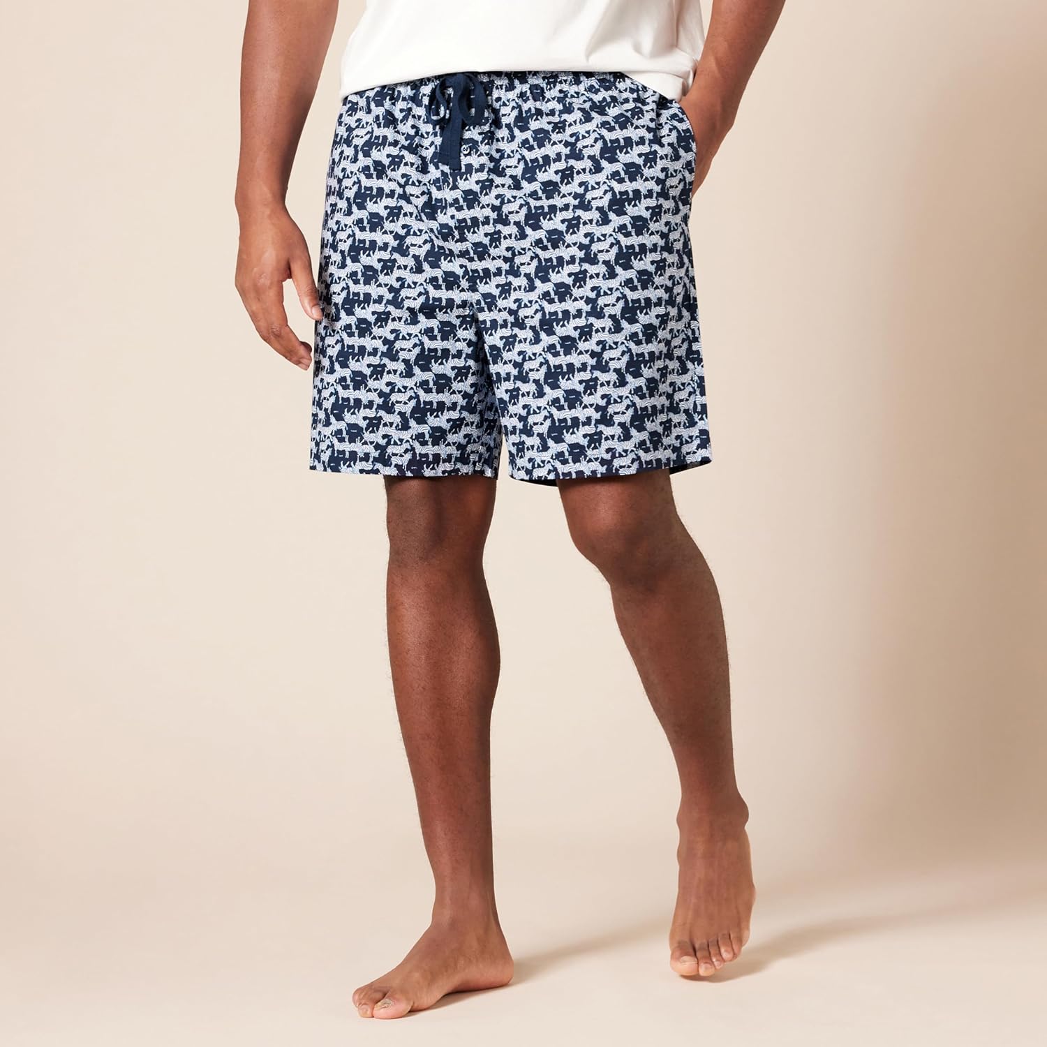 Detalle de Amazon Essentials Men's Lounge Sleepwear Pajama Bottom Shorts, Cotton Stretch Poplin