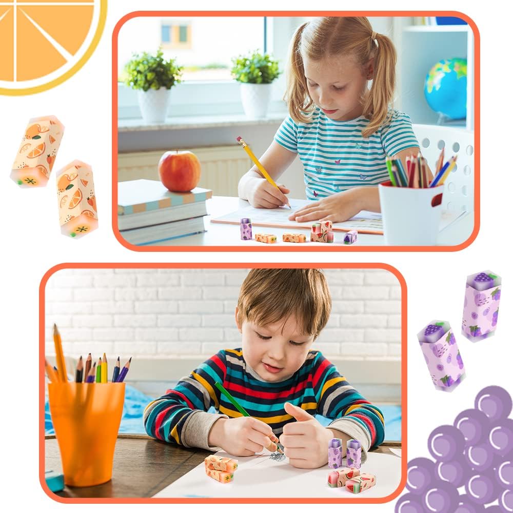 Detalle de Gommes fruits Vicloon ColoréEs – 6 gommes illustrées pour enfants et élèves