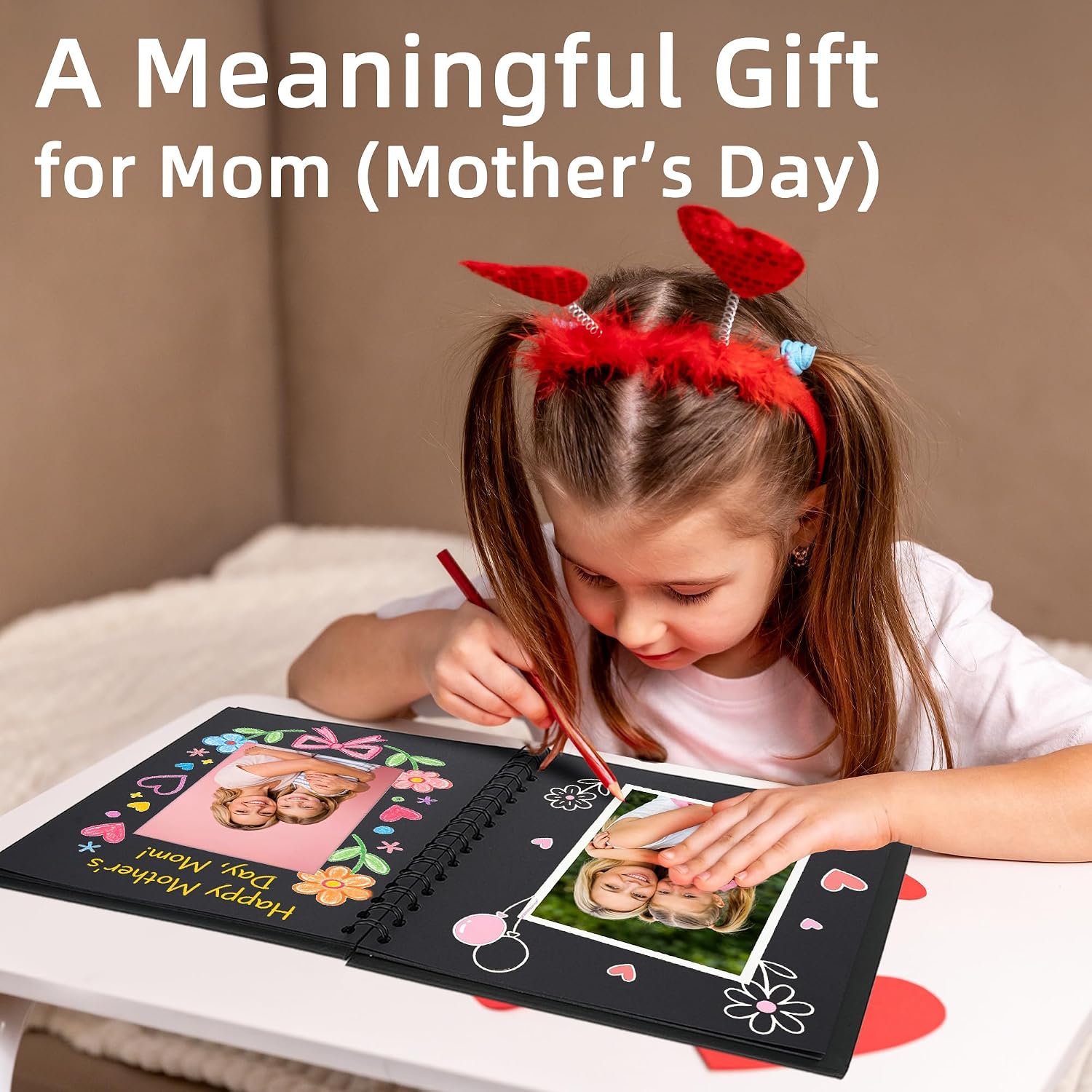 Detalle de Fotoalbum zum Selbstgestalten (Scrapbook Fotobuch) 21 x 21 cm, 40 Seiten, schwarz – zum Einkleben