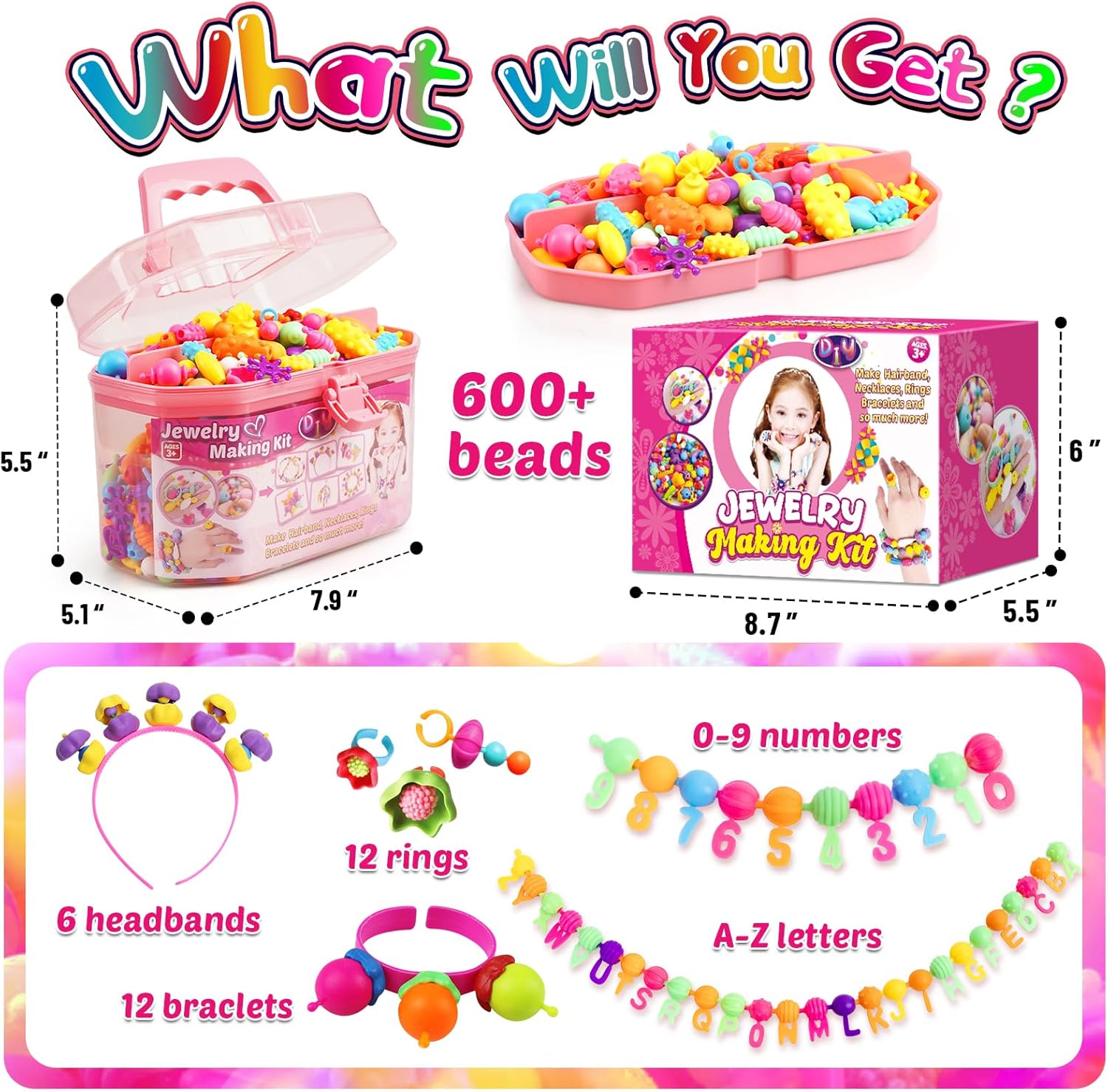 Detalle 2 de FUNZBO 650pcs Pop Beads Jewelry Kit for Kids ๐
