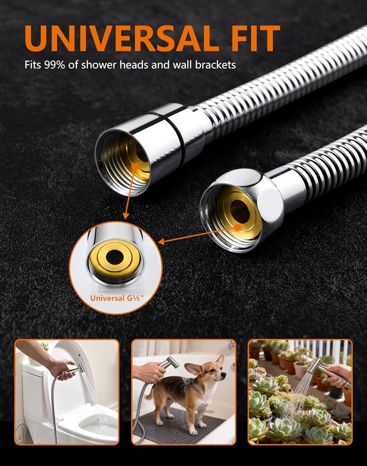 Thumbnail 6 de GRIFEMA 3m Shower Hose G851-30: Anti-Kink, Leakproof, Stainless Steel with Brass Connectors