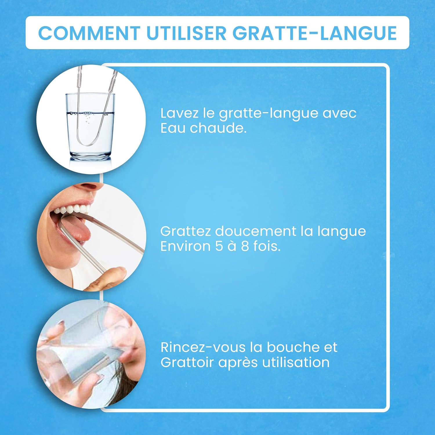 Detalle de HOKIN gratte-langue adulte en acier inoxydable pour mauvaise haleine (1 pièce)