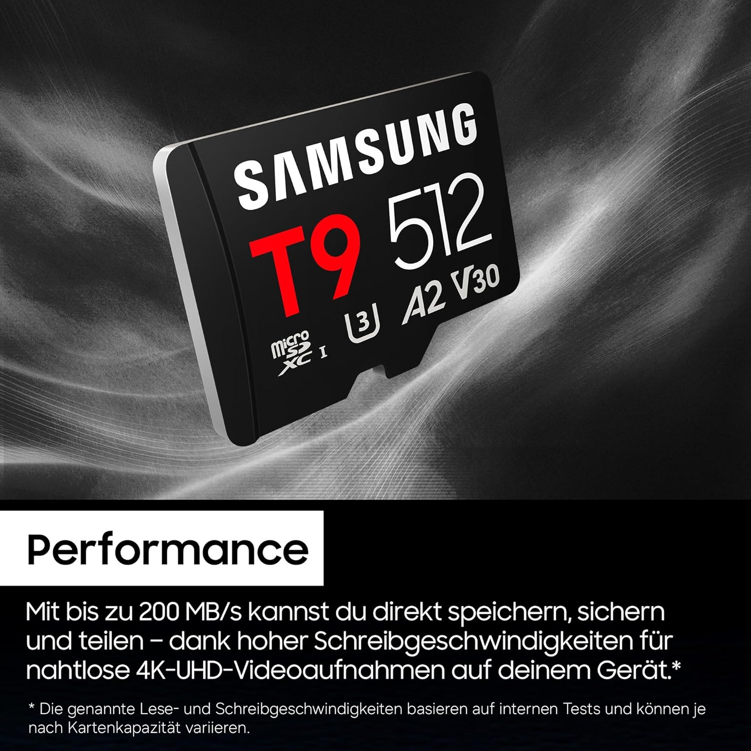 Detalle 2 de Samsung T9 microSD-Karte, 512 GB – UHS-I U3, 200 MB/s Lesen, 130 MB/s Schreiben, für Drohnen, Action-Kameras und 360°-Kameras