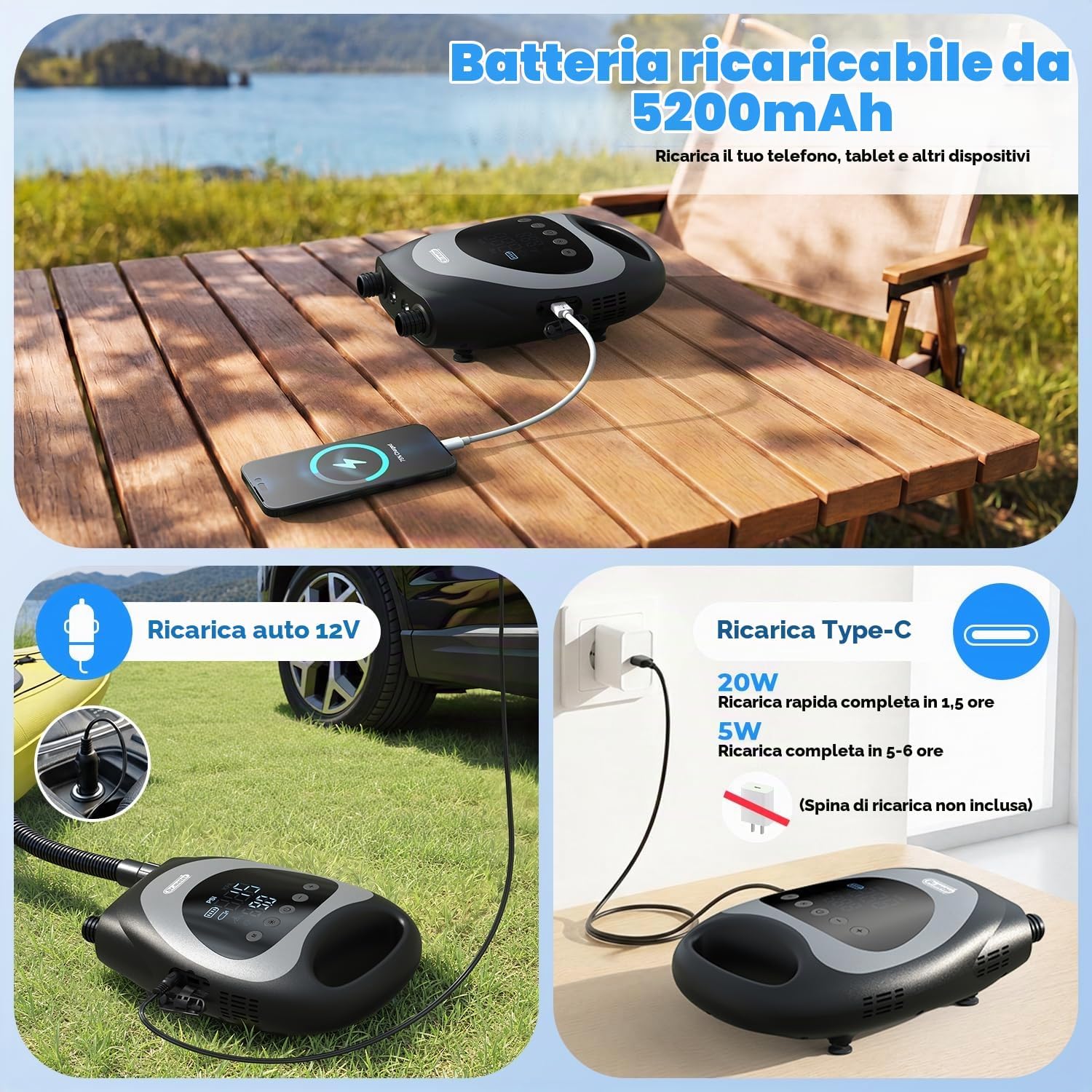 Thumbnail 4 de Dr.meter 2026 Nuovo Upgrade Pompa SUP Elettrica 20 PSI: gonfiaggio rapido per SUP, Kayak e molto altro