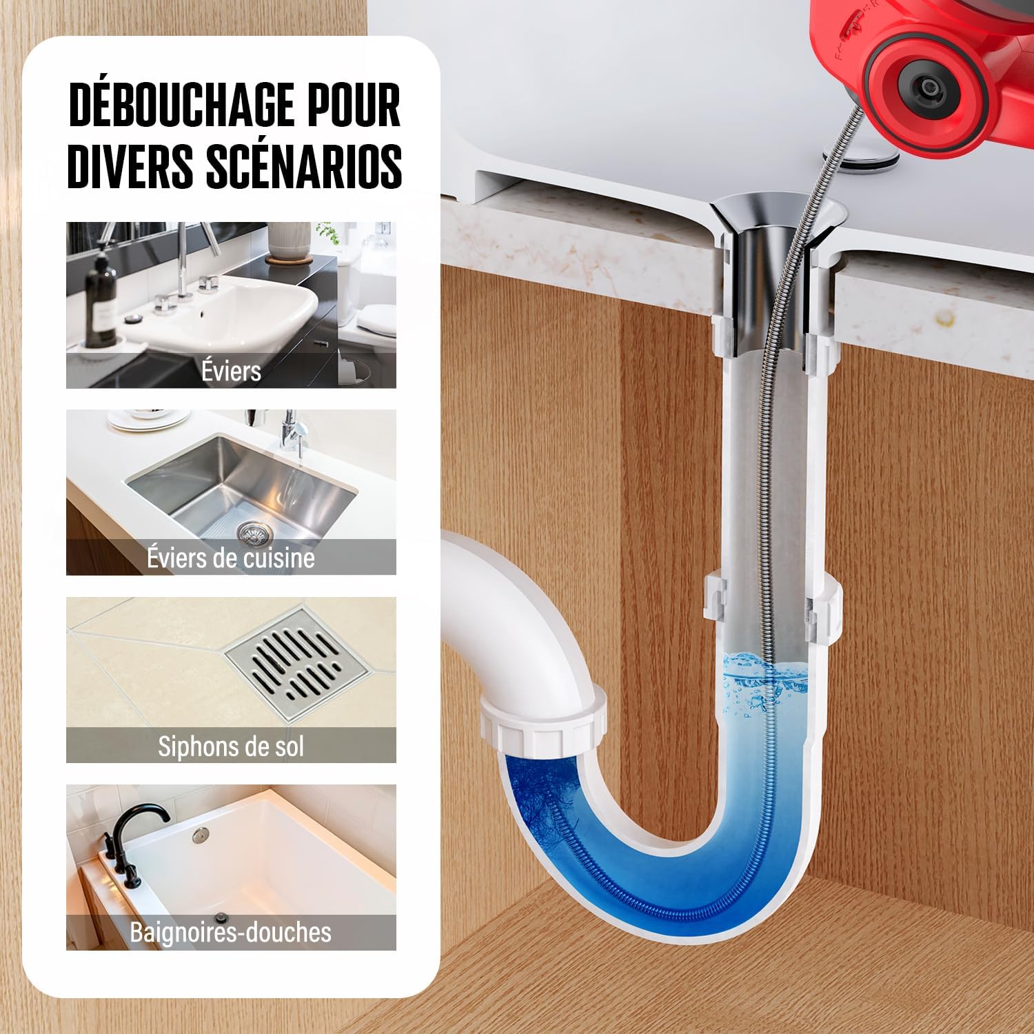 Thumbnail 1 de Furet déboucheur sans fil 18V (20V MAX) avec câble flexible 7,6 m pour canalisations de 19 à 76 mm