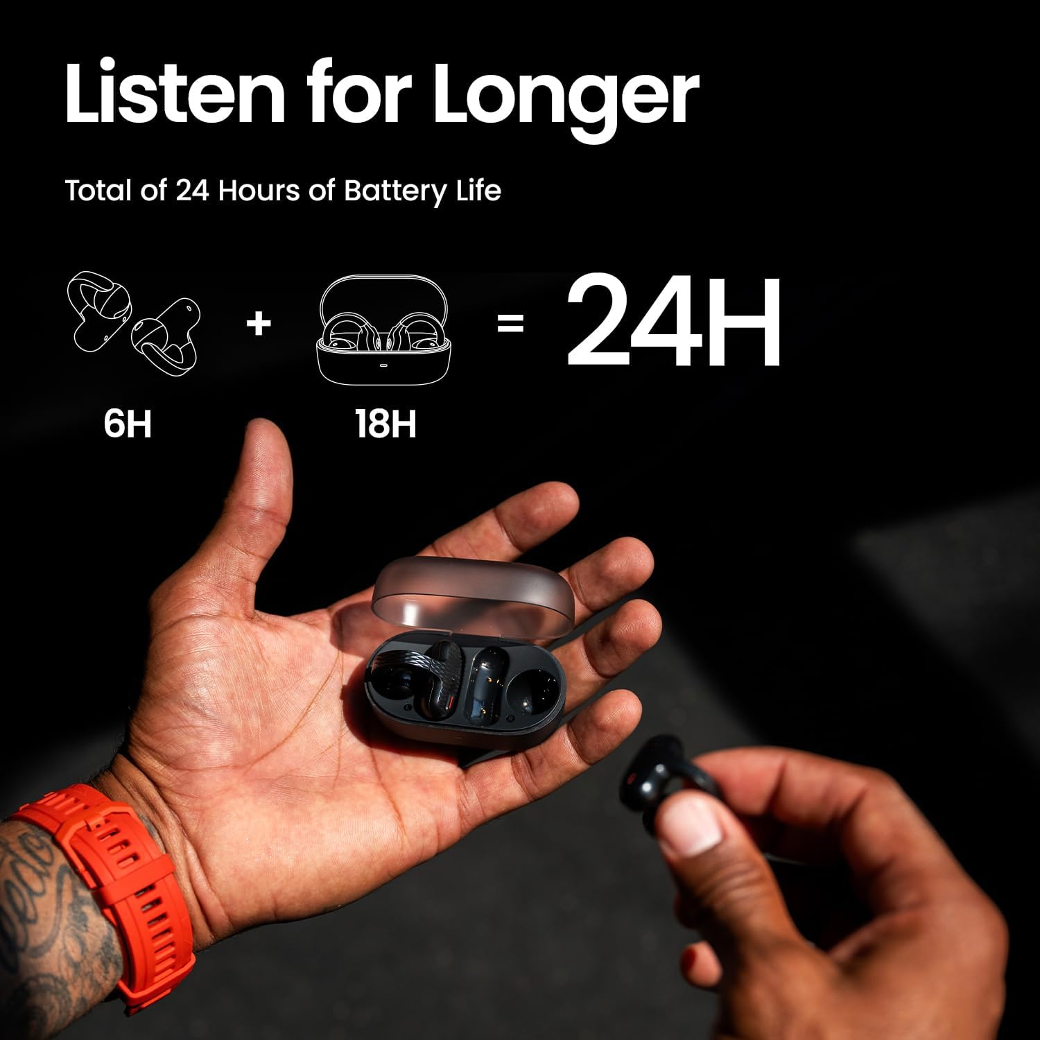 Detalle de Amazfit Up Bluetooth Open-Ear Headphones (clip-on) with AI Noise Reduction, IPX4