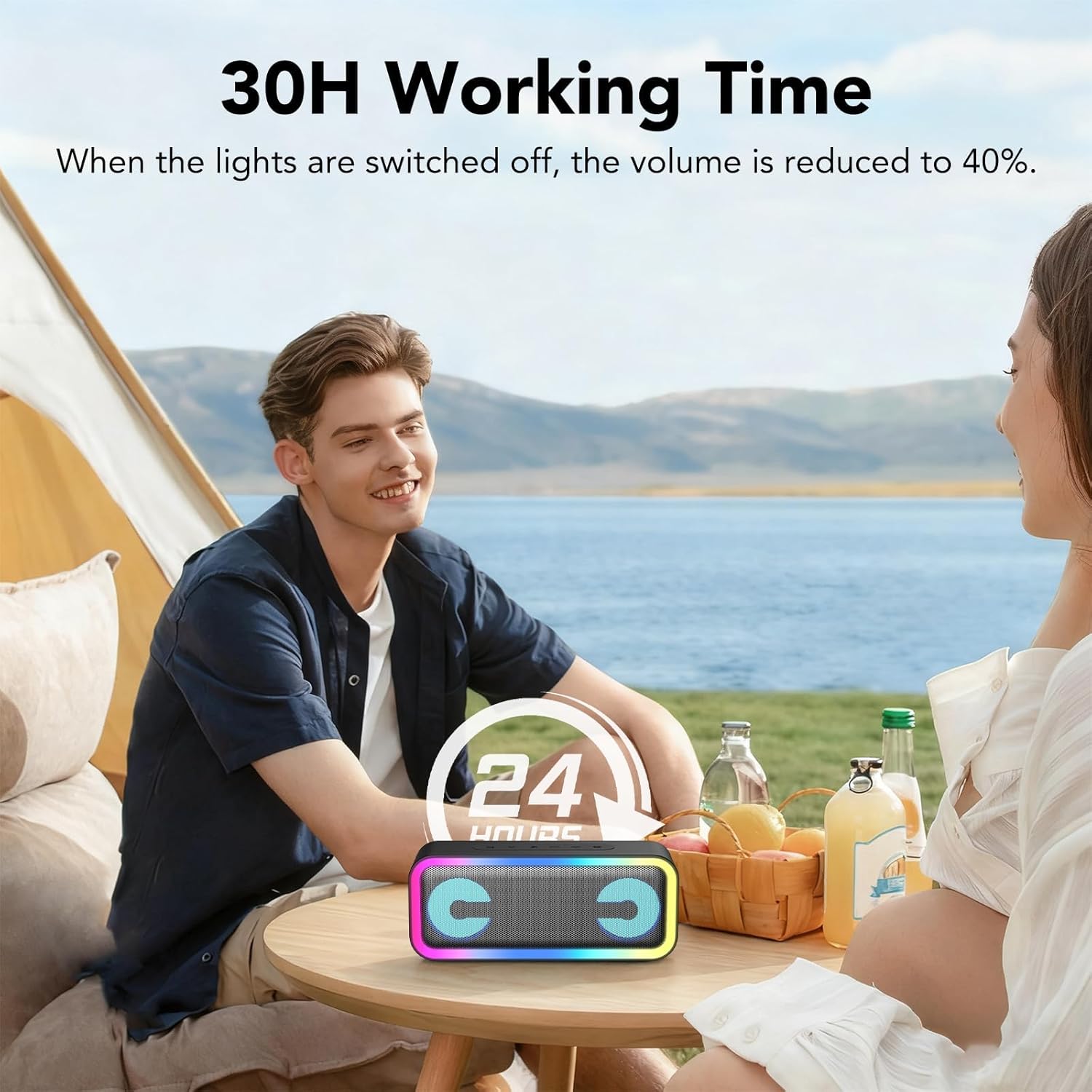 Thumbnail 2 de IKT Bluetooth-Lautsprecher mit Licht, 30 W Stereo (Bass Boost), IPX7, 7 RGB-Modi & Bluetooth 5.4