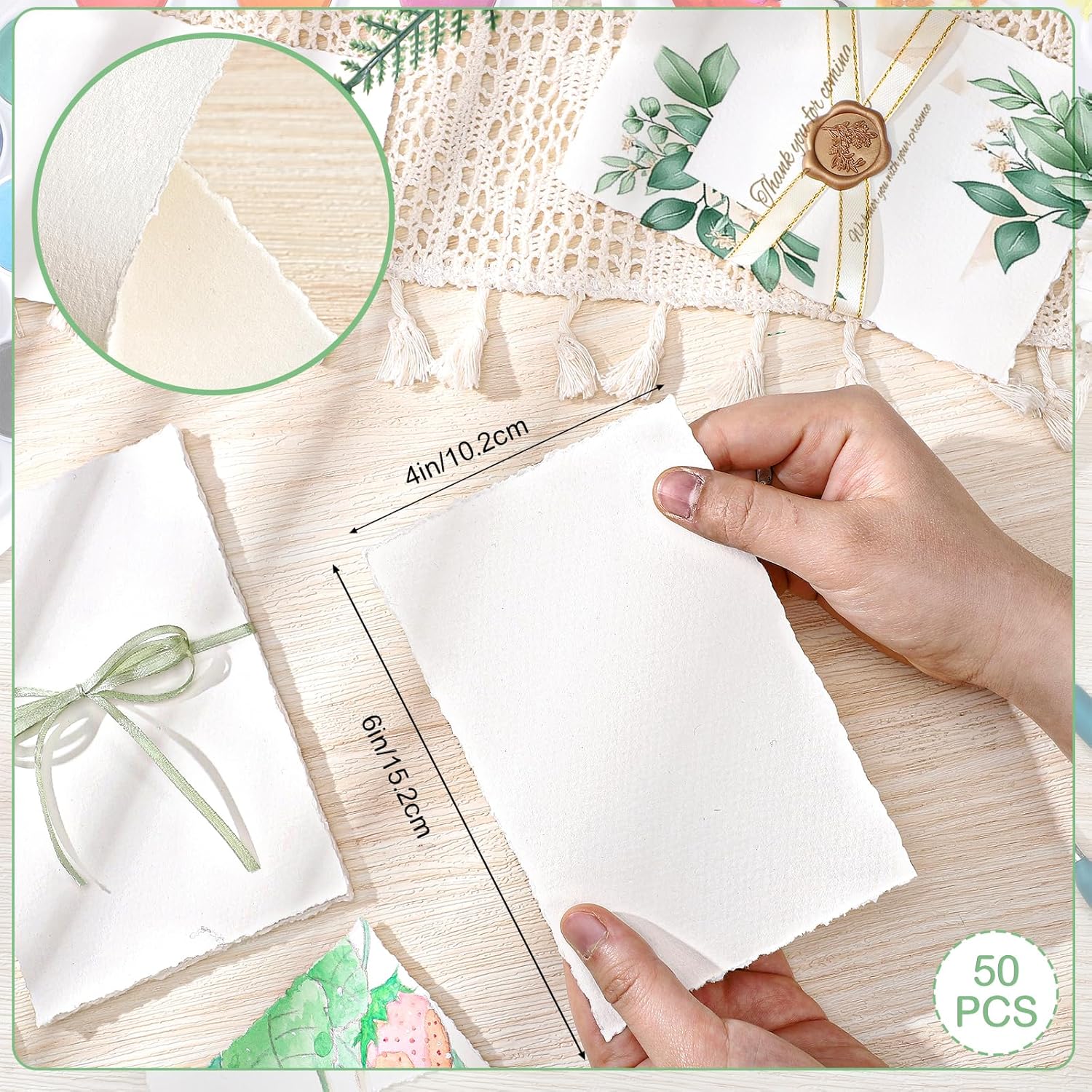 Thumbnail 1 de Deckled Edge 4 x 6in 160 GSM Watercolor Paper 🖼️