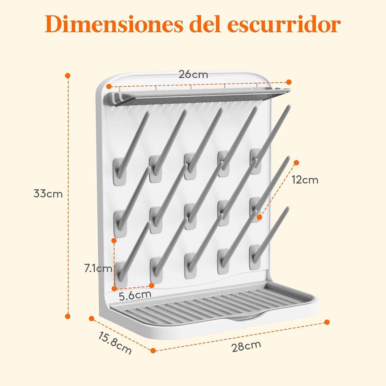 Detalle de Lifewit Escurridor Grande para Biberones 27,9 cm