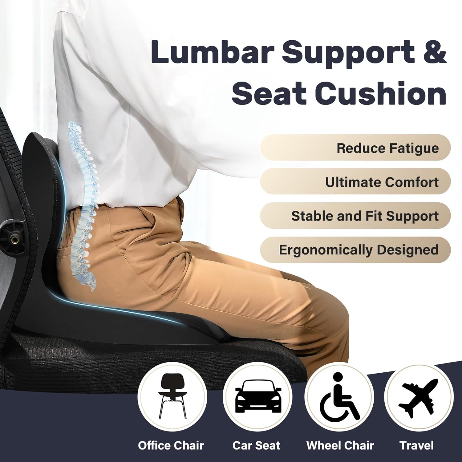 Thumbnail 2 de Coverado Car Seat Cushion and Lumbar Support Pillow One Piece