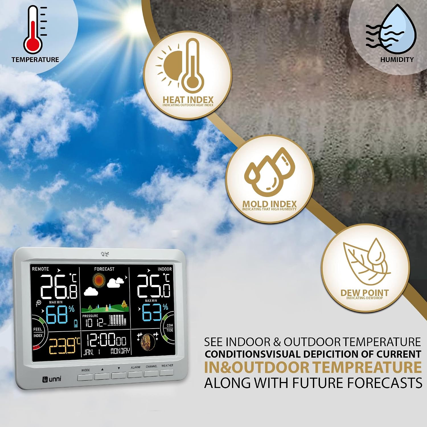 Detalle de U UNNI weather station thermometer, 100 m