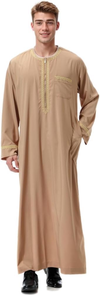 Detalle de CAMDOM Herren Kaftan für Nahen Osten & arabischen Stil mit V-Ausschnitt (Thobe-Look)