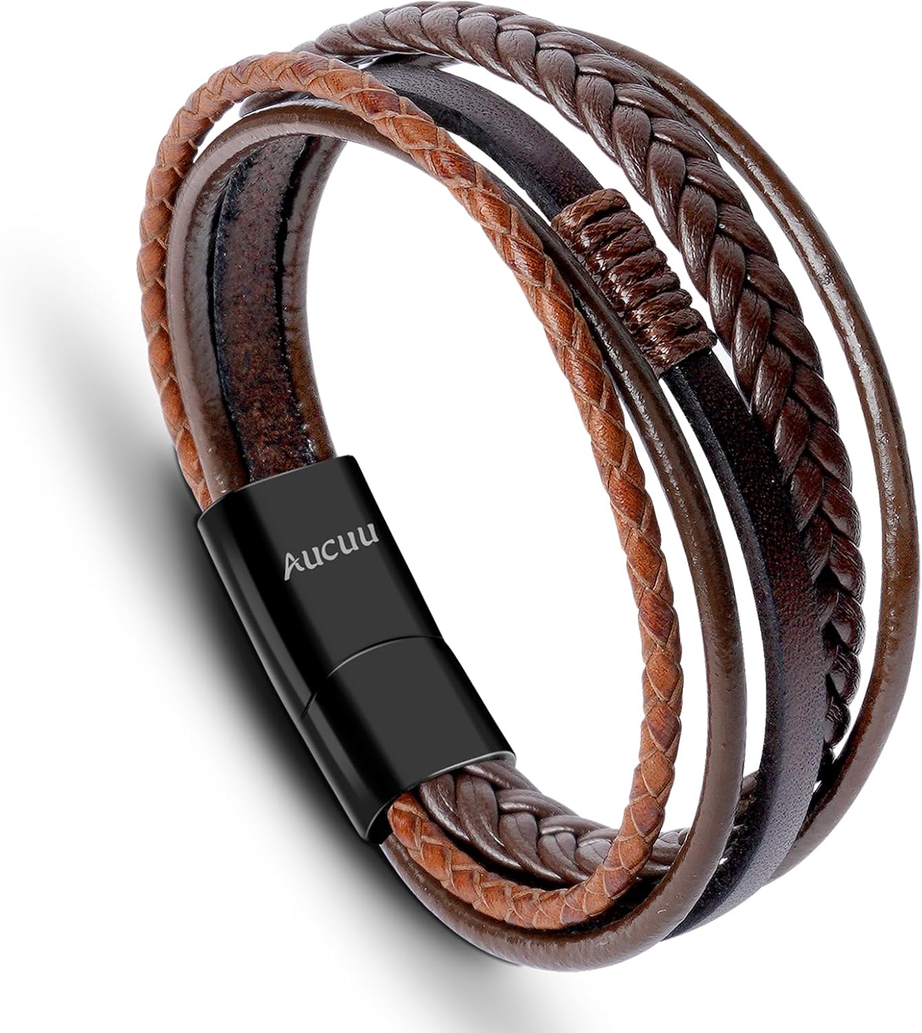Detalle 2 de Aucuu Pulsera de Cuero Trenzado para Hombre