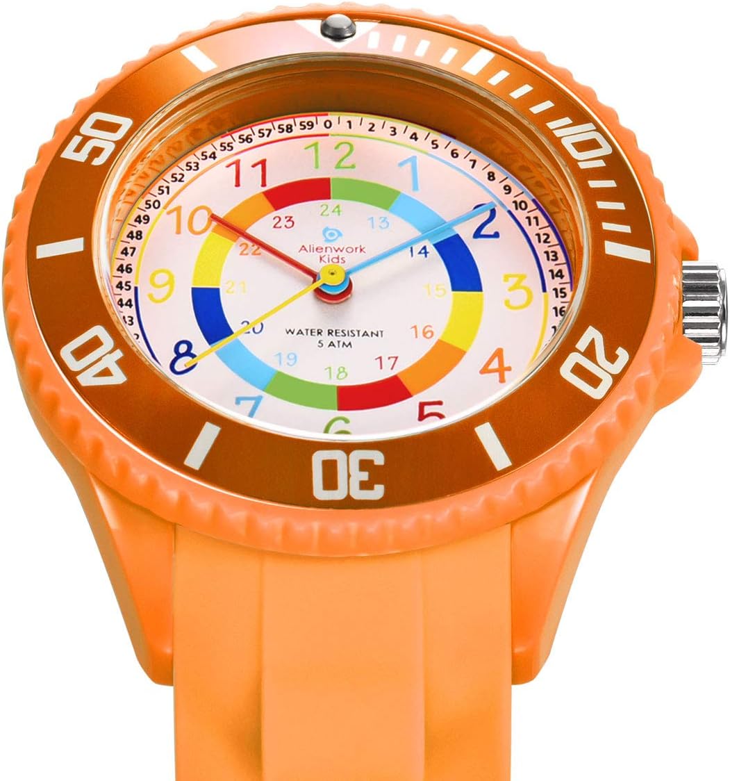 Thumbnail 1 de Alienwork Montre Pédagogique pour apprendre l'heure – 5 ATM, résistant et coloré
