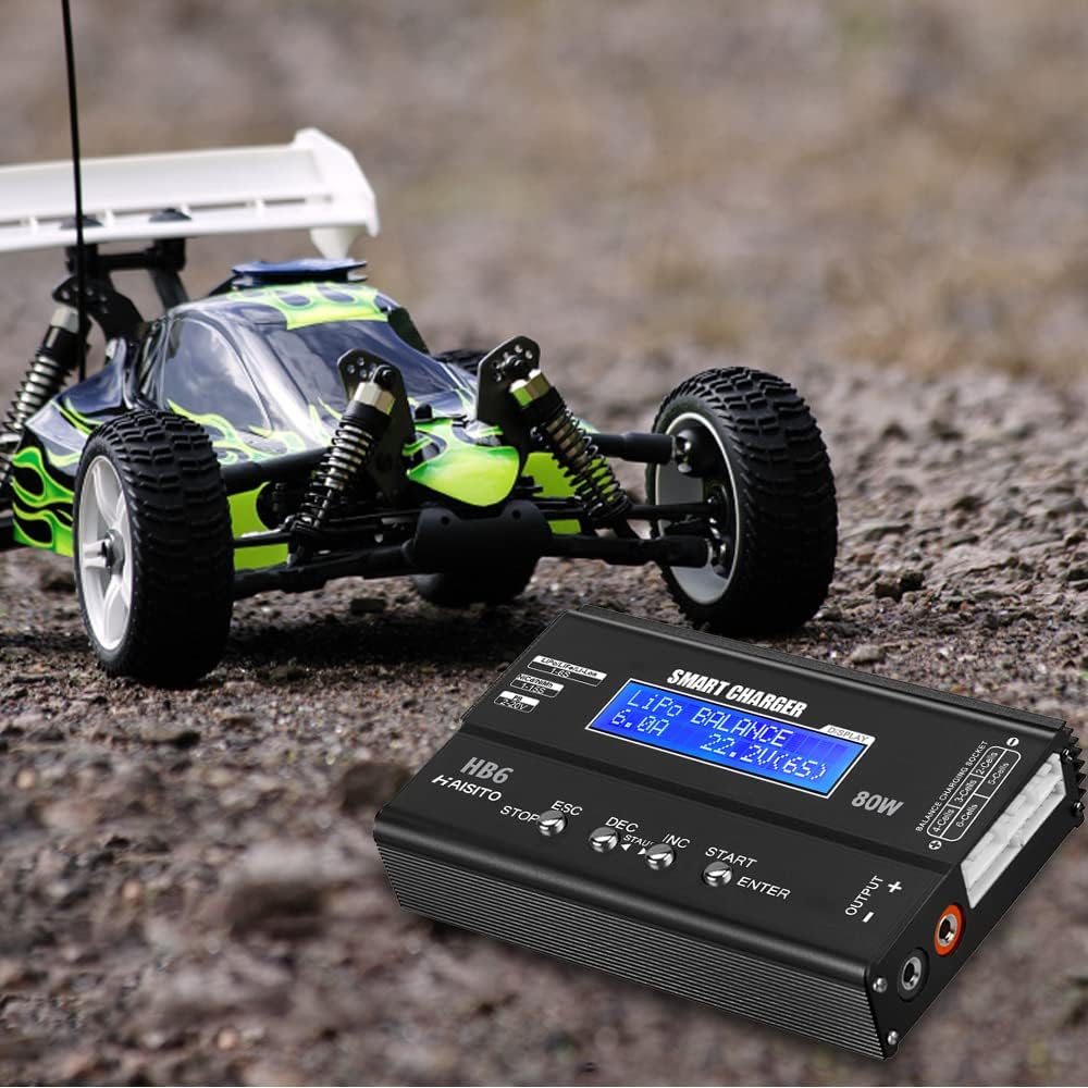 Detalle de Haisito Lipo Ladegerät 80W 6A Balancer für LiPo/Li-Ion/LiFe (1–6S) sowie NiMH/NiCd (1–15S) mit LED-Bildschirm