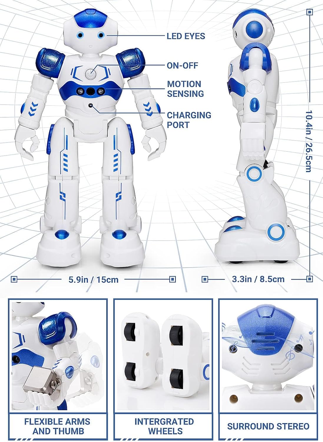 Detalle 2 de KingsDragon Remote-Control Robot Toy with Gesture Control and 50-Action Programming