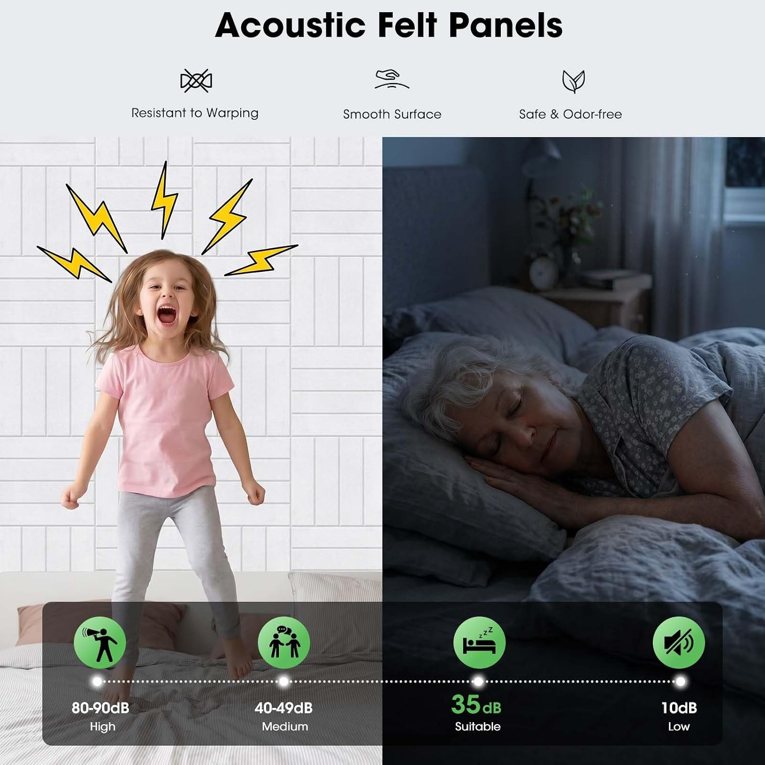 Thumbnail 3 de MQAAUP 18-Pack White Felt Wall Tiles for Notes, Photos and Acoustic Treatment