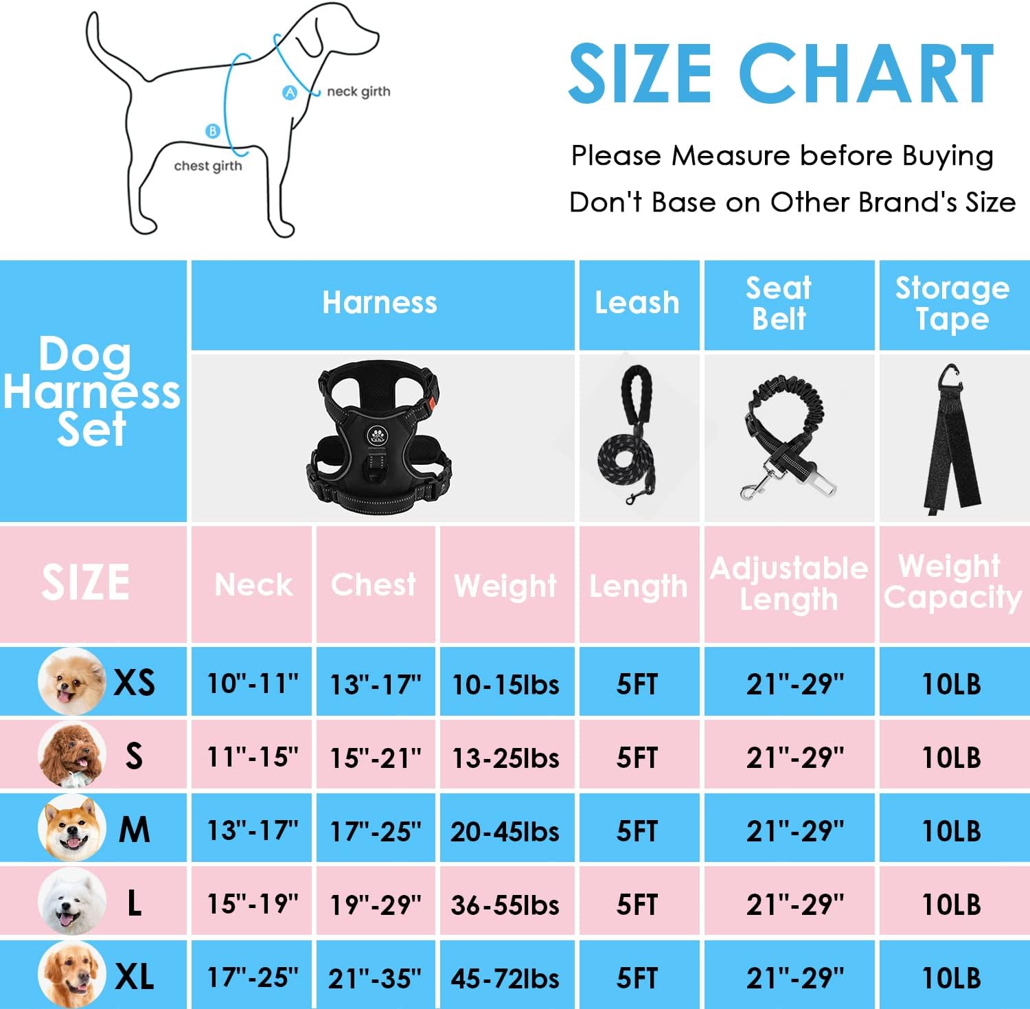 Thumbnail 1 de NESTROAD Harnais gilet anti-traction avec laisse et longe, noir (taille XL)