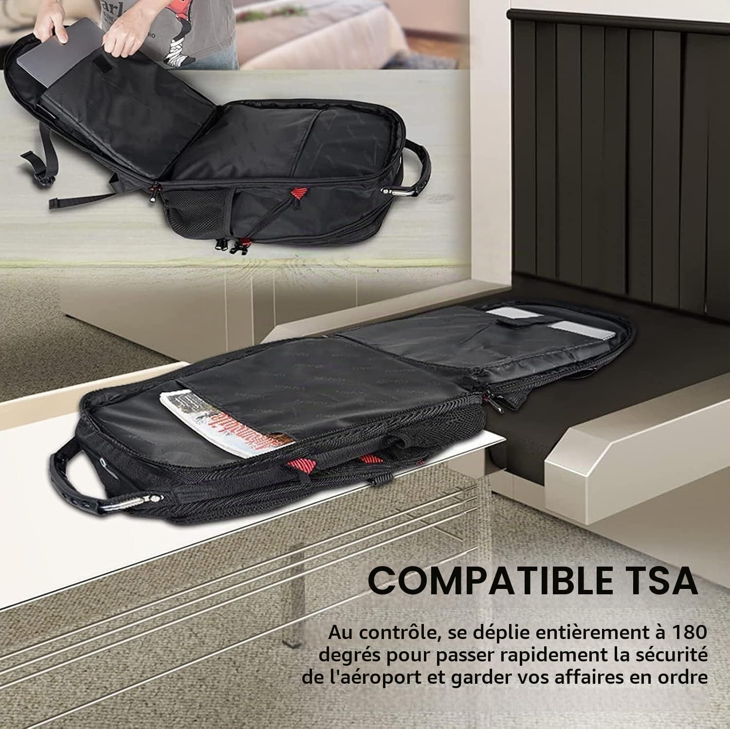 Detalle de MATEIN laptoprugzak 17 inch, 55 liter met USB-poort en meer dan 20 vakken