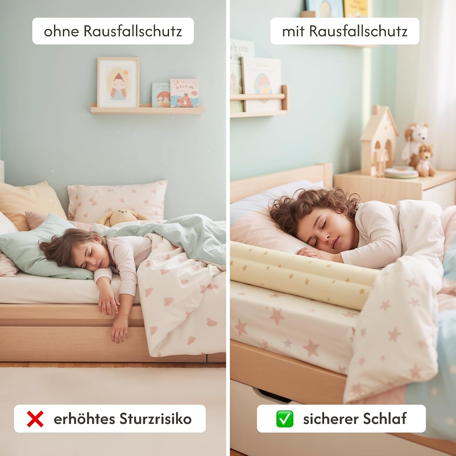 Detalle de Hakuna Matte Universeller aufblasbarer Rausfallschutz unter dem Spannbettlaken – sicherer Bettschutz fürs Boxspring- oder Standardbett